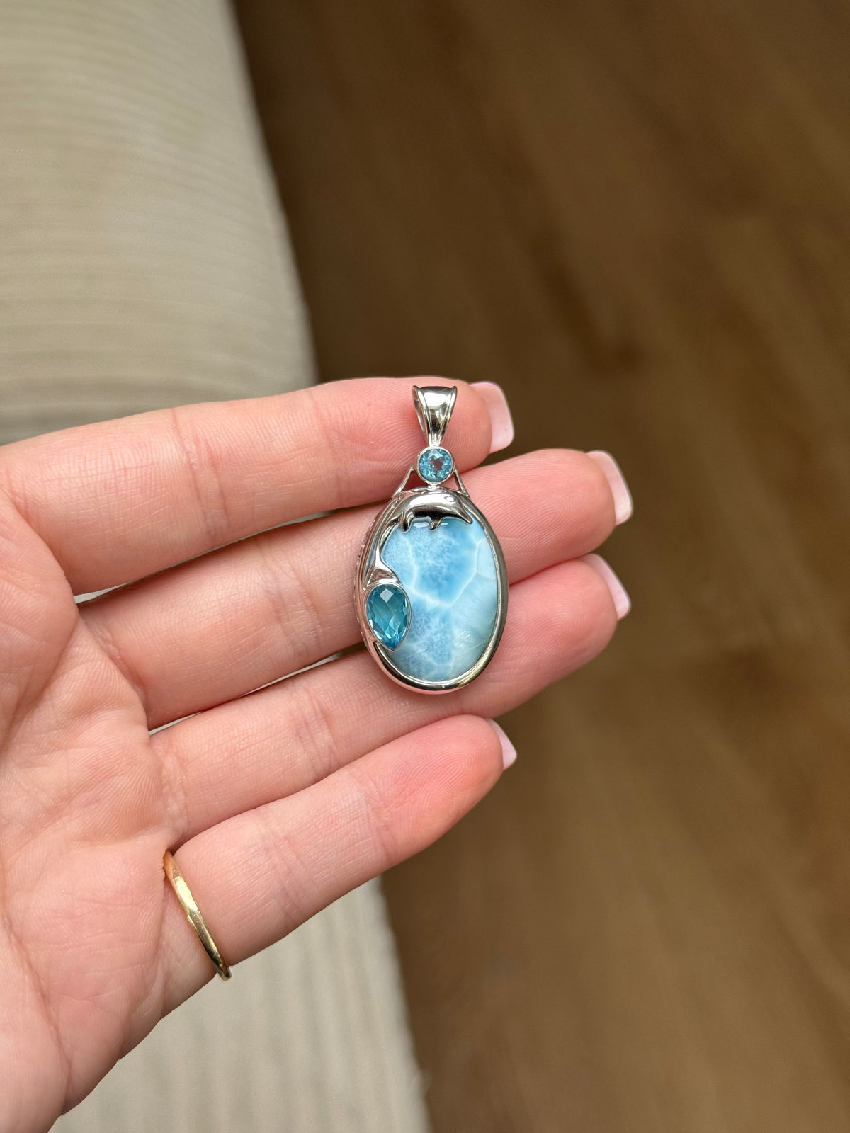 STERLING
LARIMAR
BLUE ZIRCON? Pendant