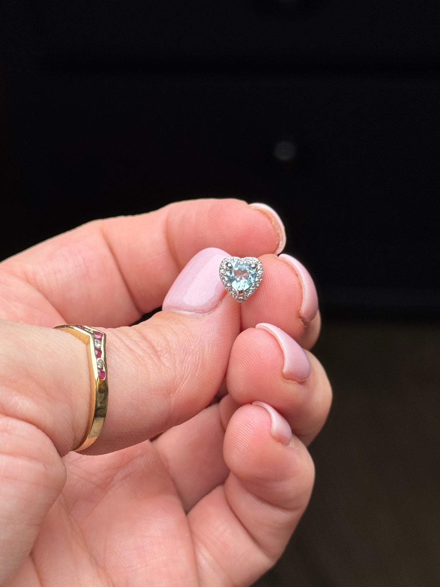 Sterling Topaz Heart Stud Earrings