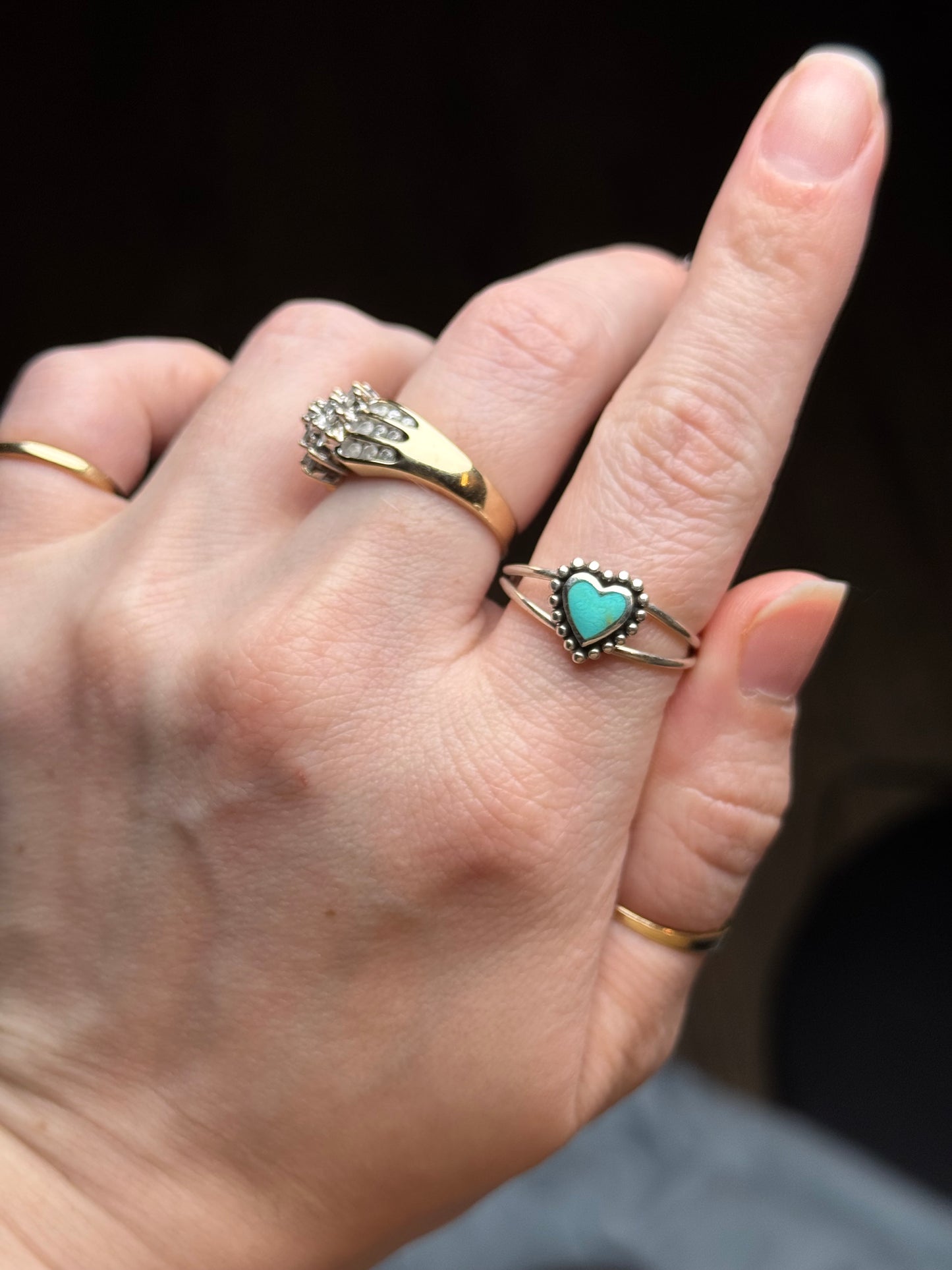 Sterling Silver Turquoise Heart Ring – Size 10