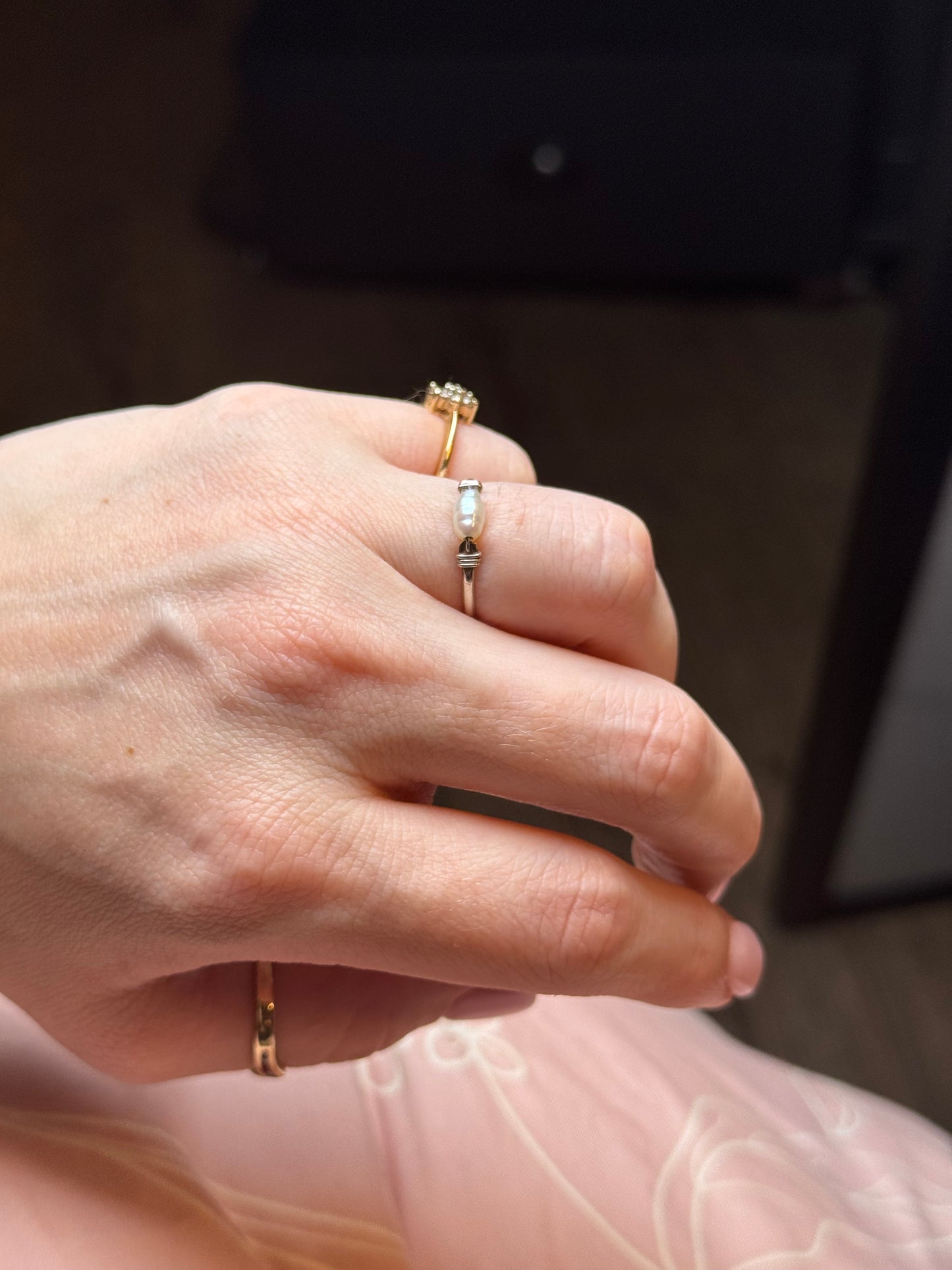 Sterling Pearl Ring - Size 6-6.25