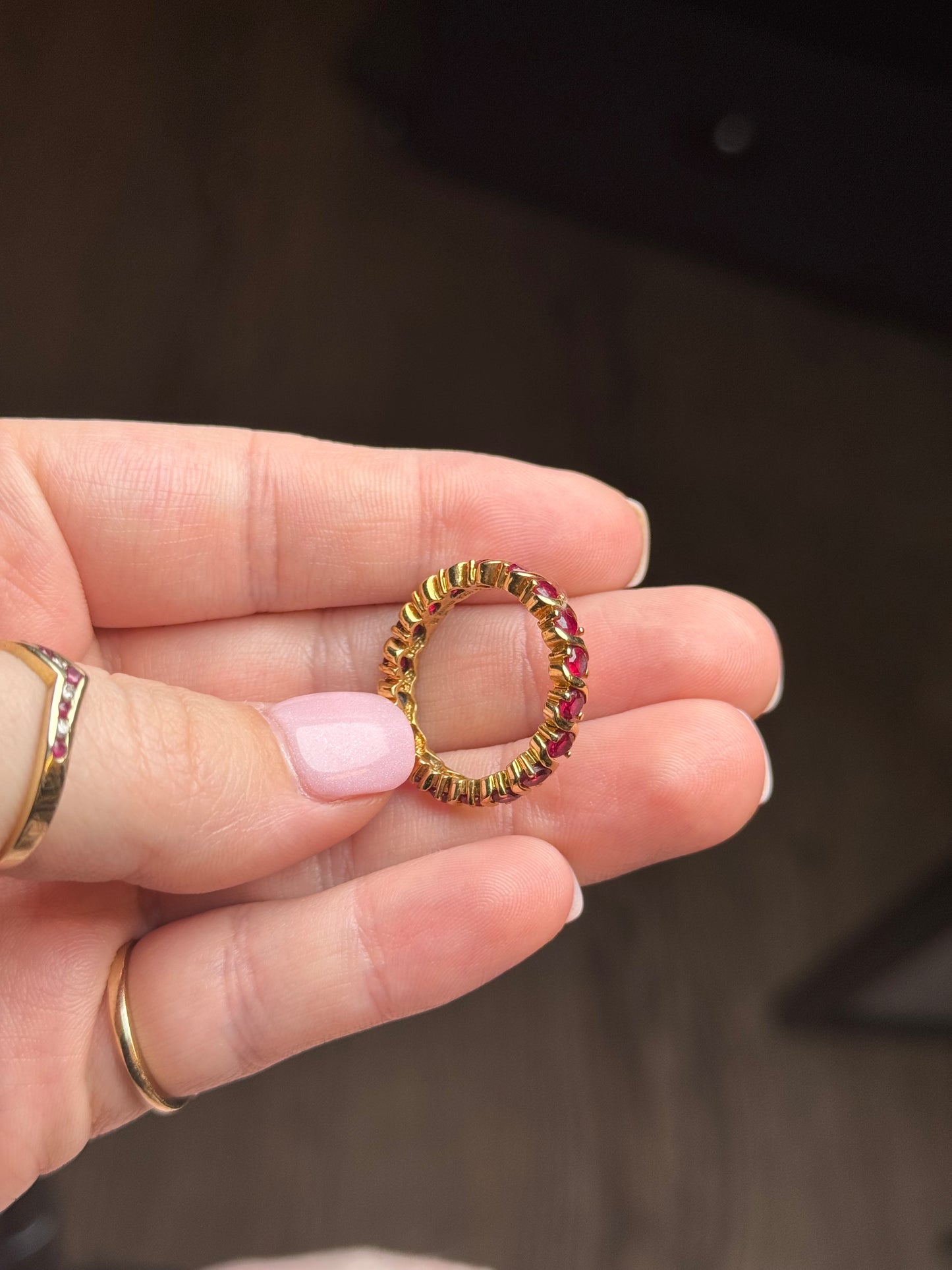 Sterling Vermeil Ruby Eternity Band - Size 9
