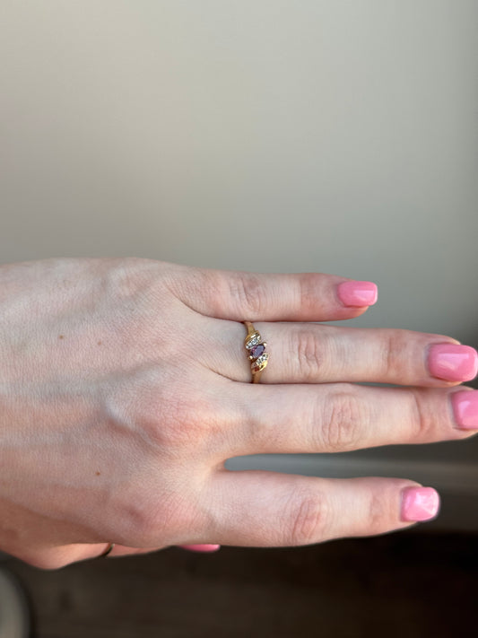 10K Sapphire Diamond Ring - Size 7