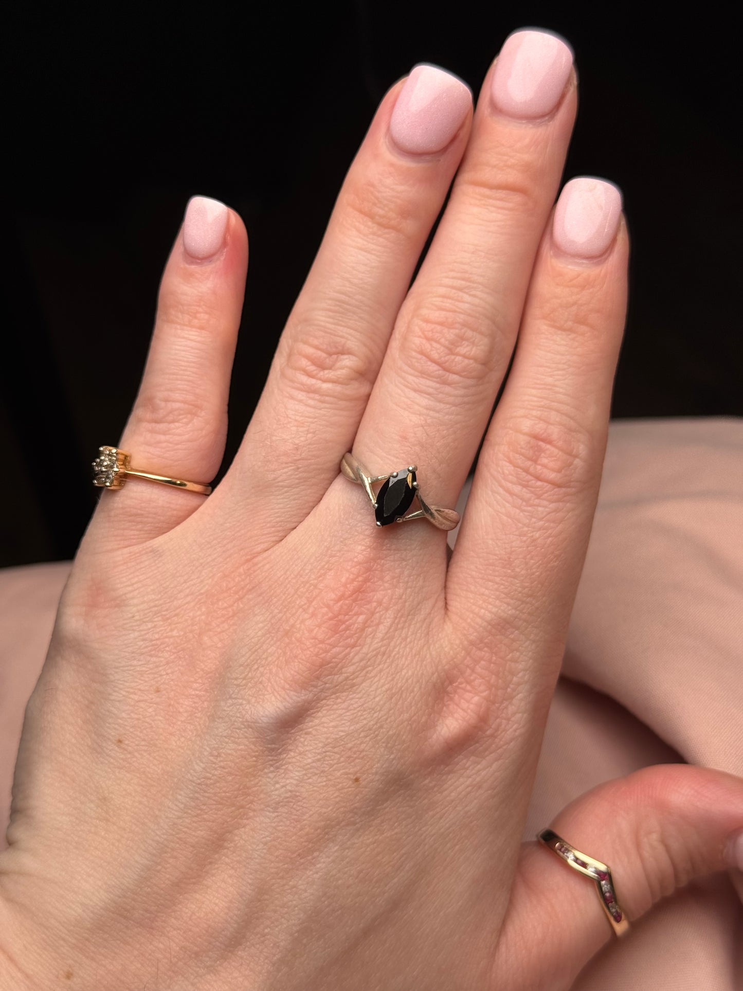 Sterling Onyx Ring Avon - Size 8.75