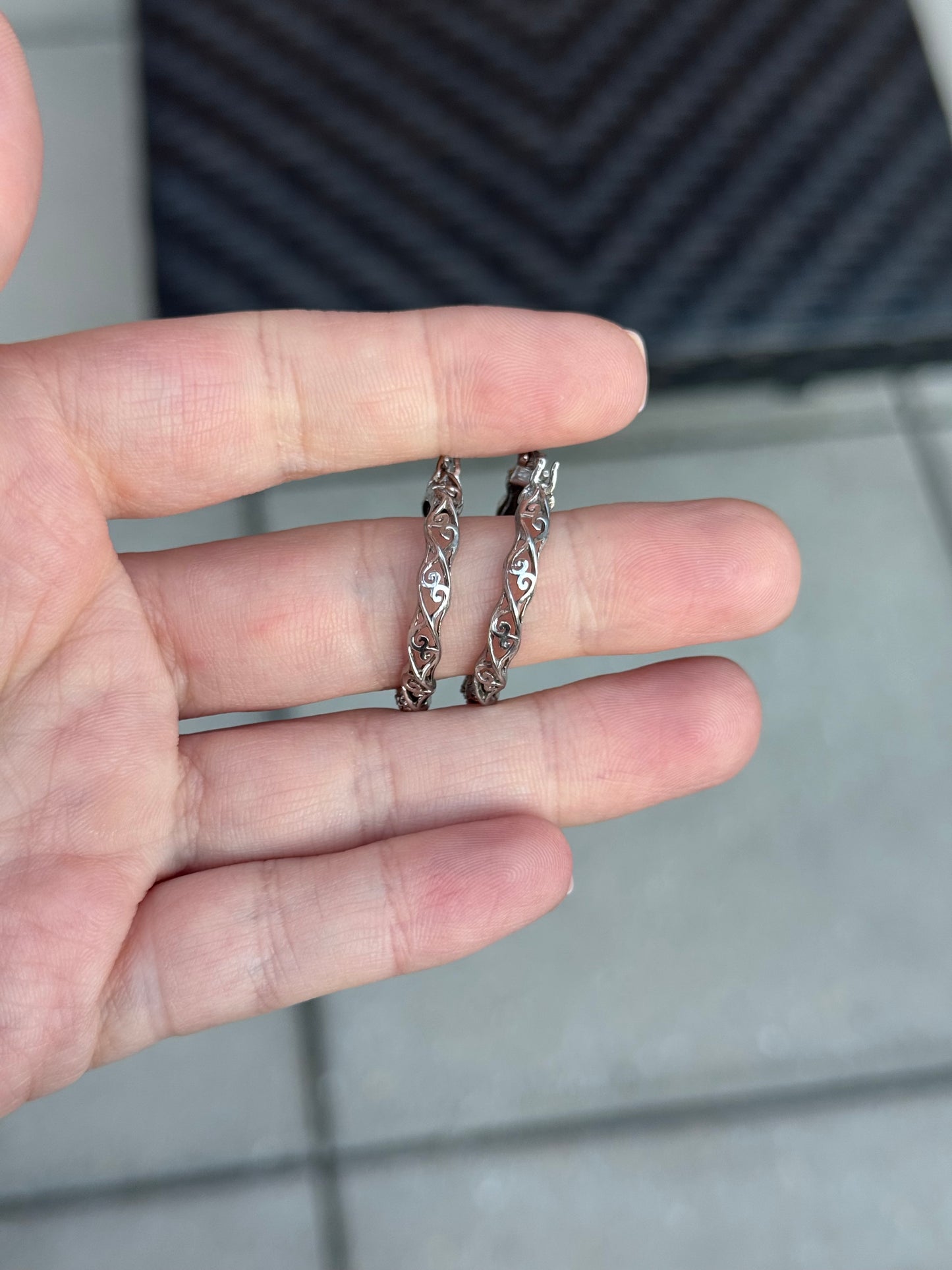 Sterling Diamond Hoops