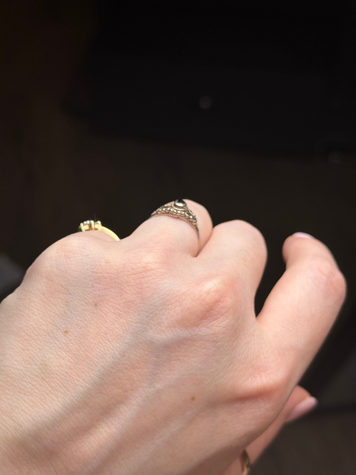 Sterling Onyx Ring - Size 6.75