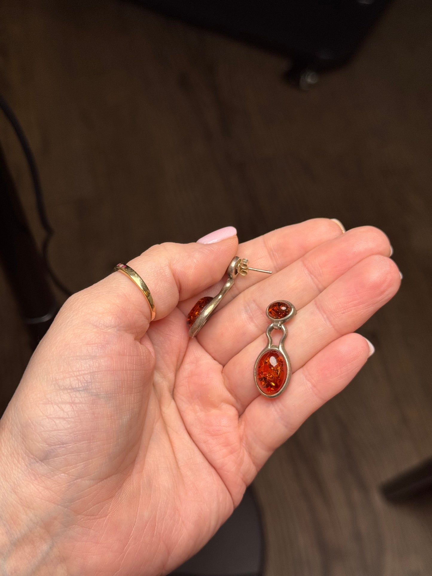 Sterling Amber Earrings