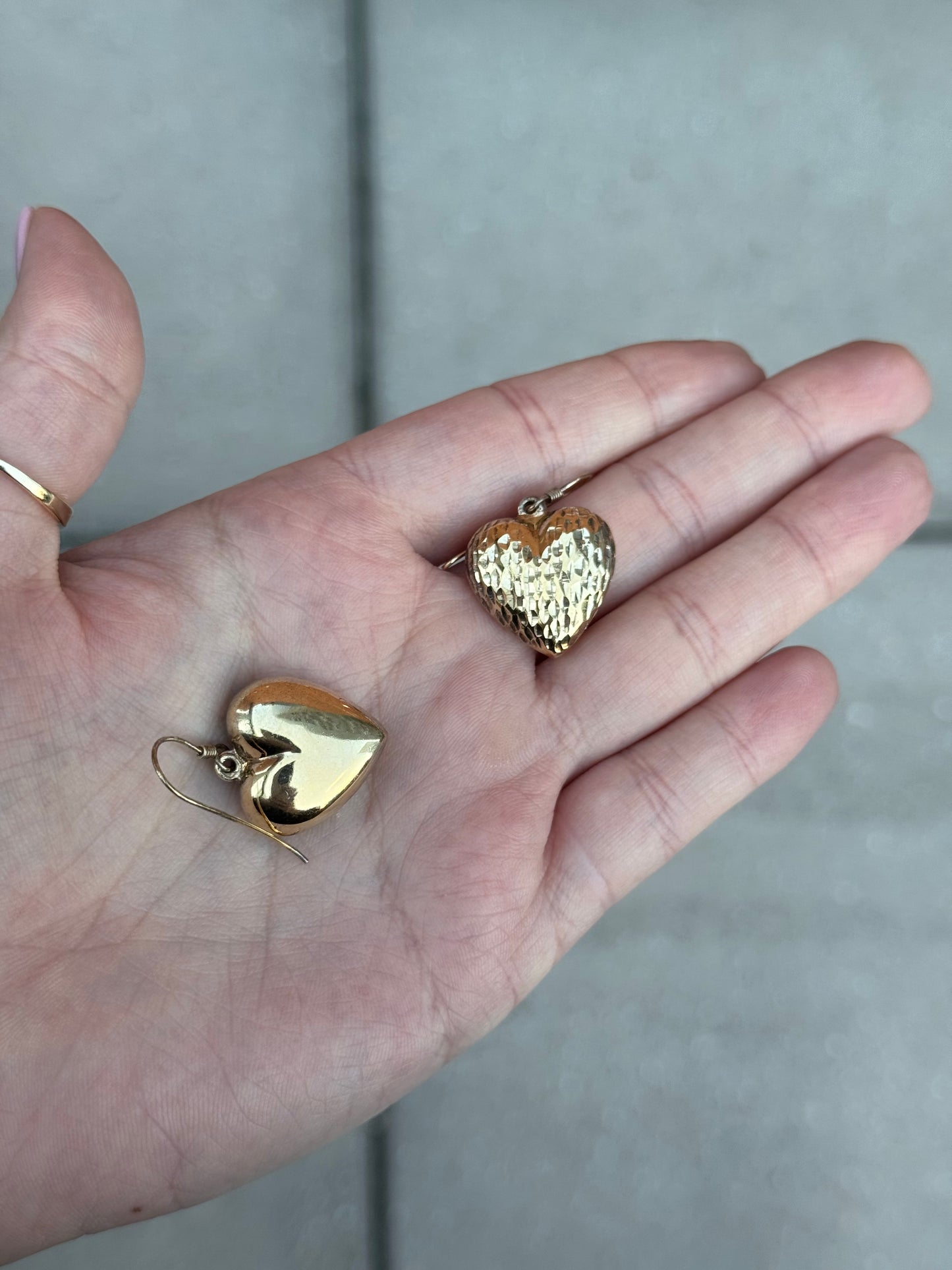 Sterling in Gold Puffy Heart Earrings