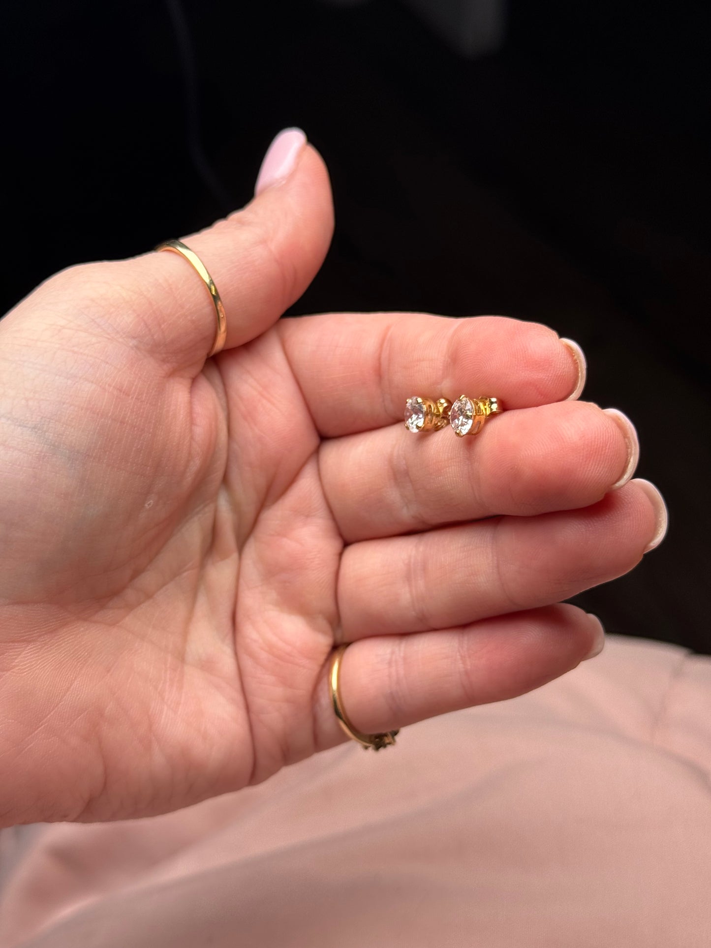 14k CZ studs with backs
