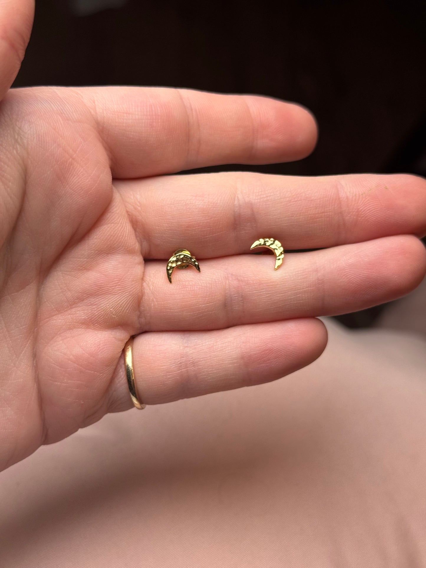 Sterling Vermeil Moon Stud Earrings