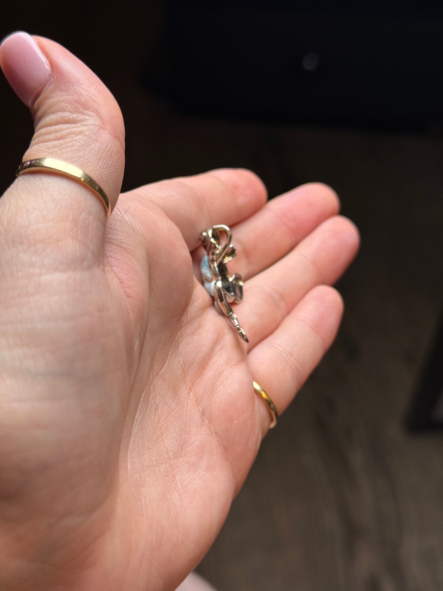 Sterling Larimar Frog Pendant
