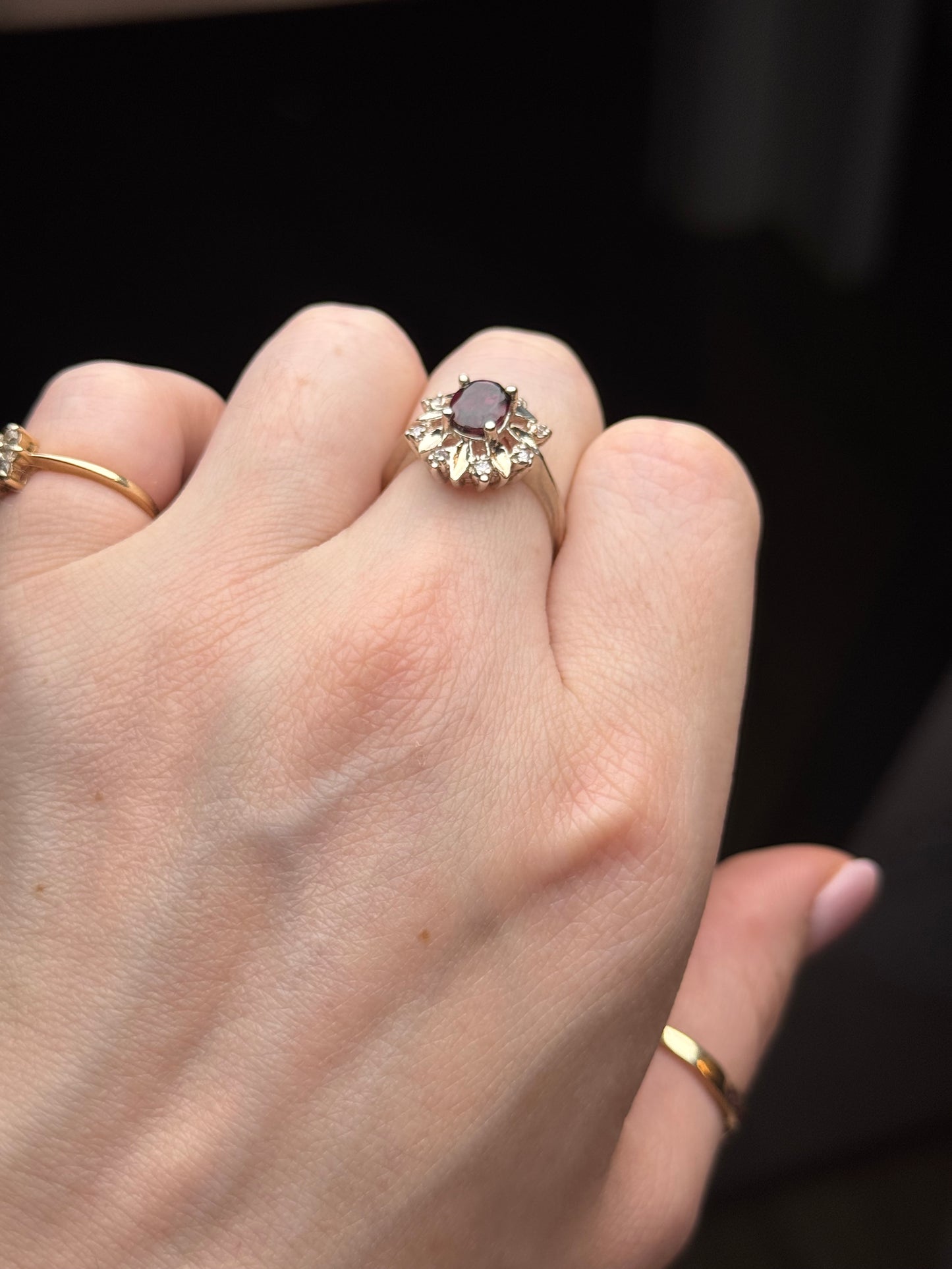 Sterling Garnet Ring - Size 7.75