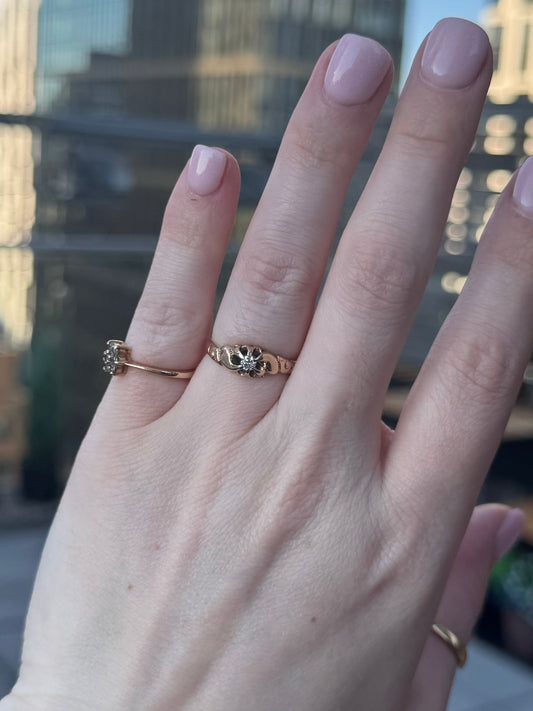 14K Gold Diamond Belcher Ring – Size 6.5