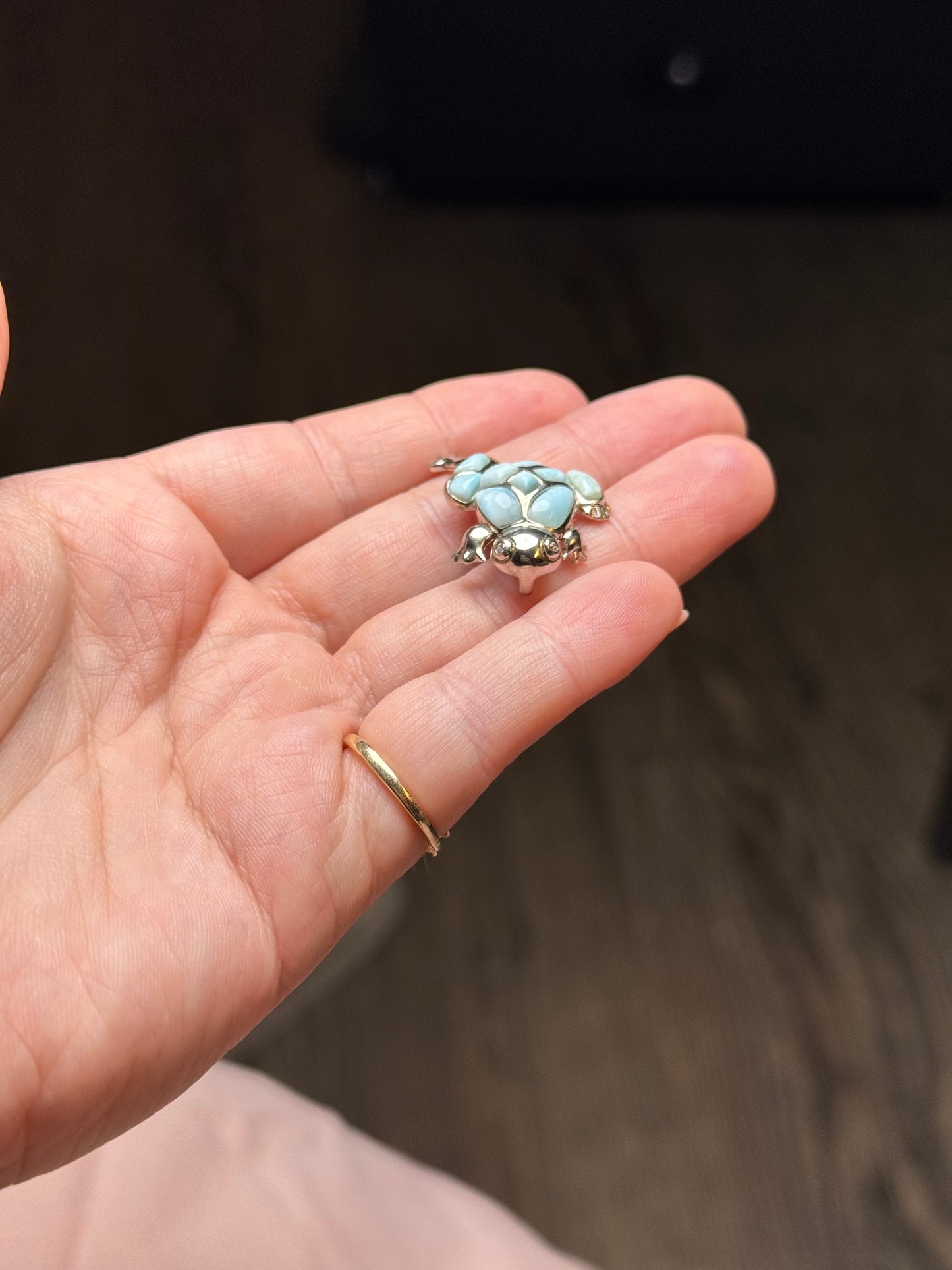Sterling Larimar Frog Pendant