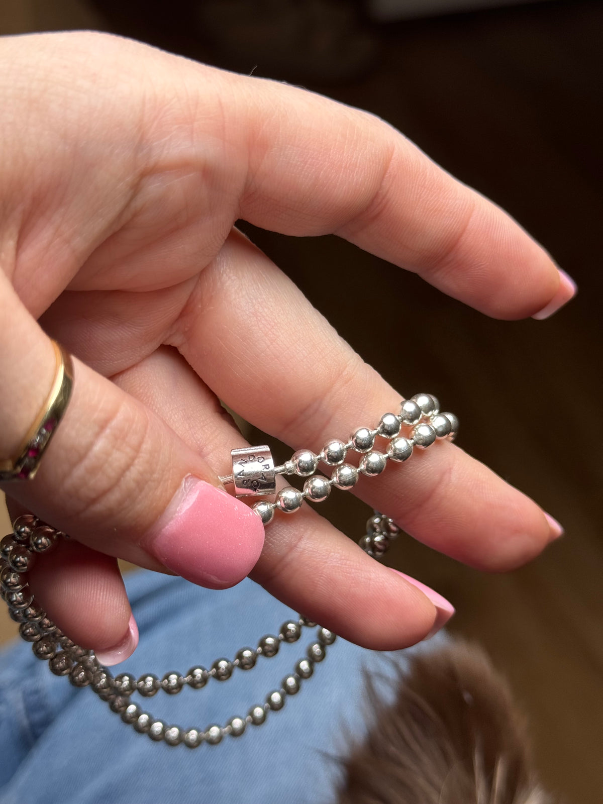 Pandora Sterling necklace with CZ center ball - 17 inches
