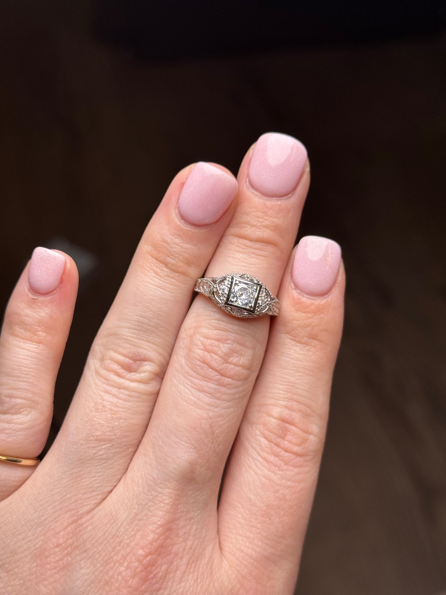 Sterling Glass Ring - Size 5