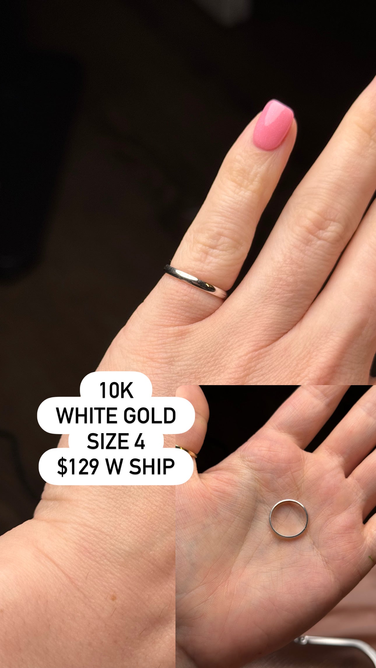 10K White gold ring - size 4