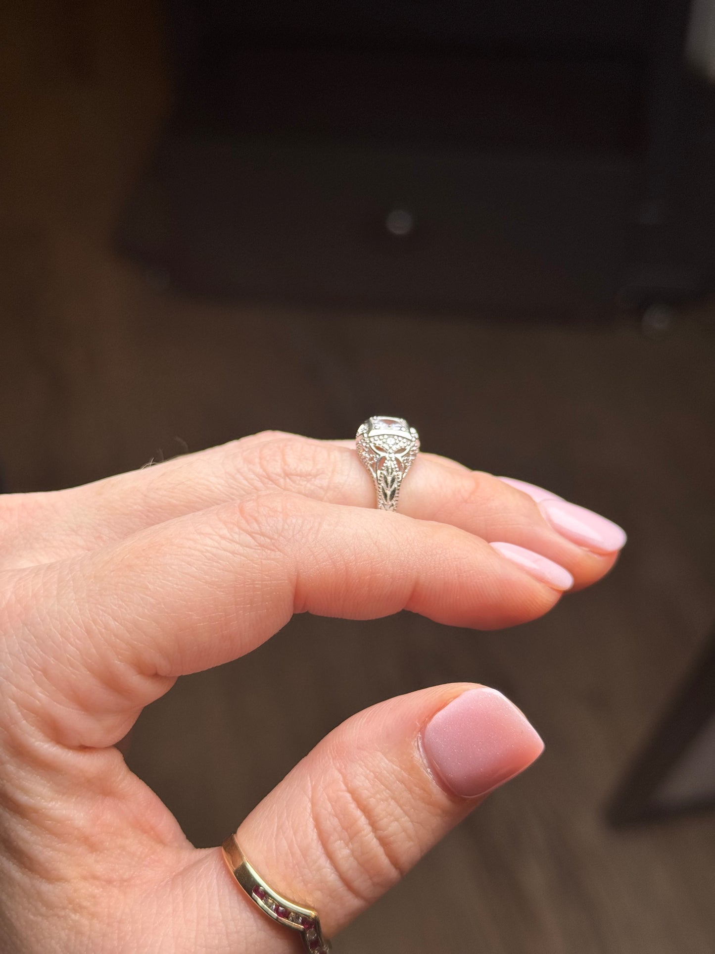 Sterling Glass Ring - Size 5