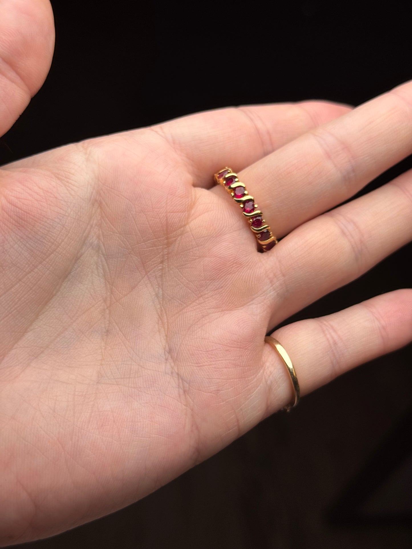 Sterling Vermeil Ruby Eternity Band - Size 9
