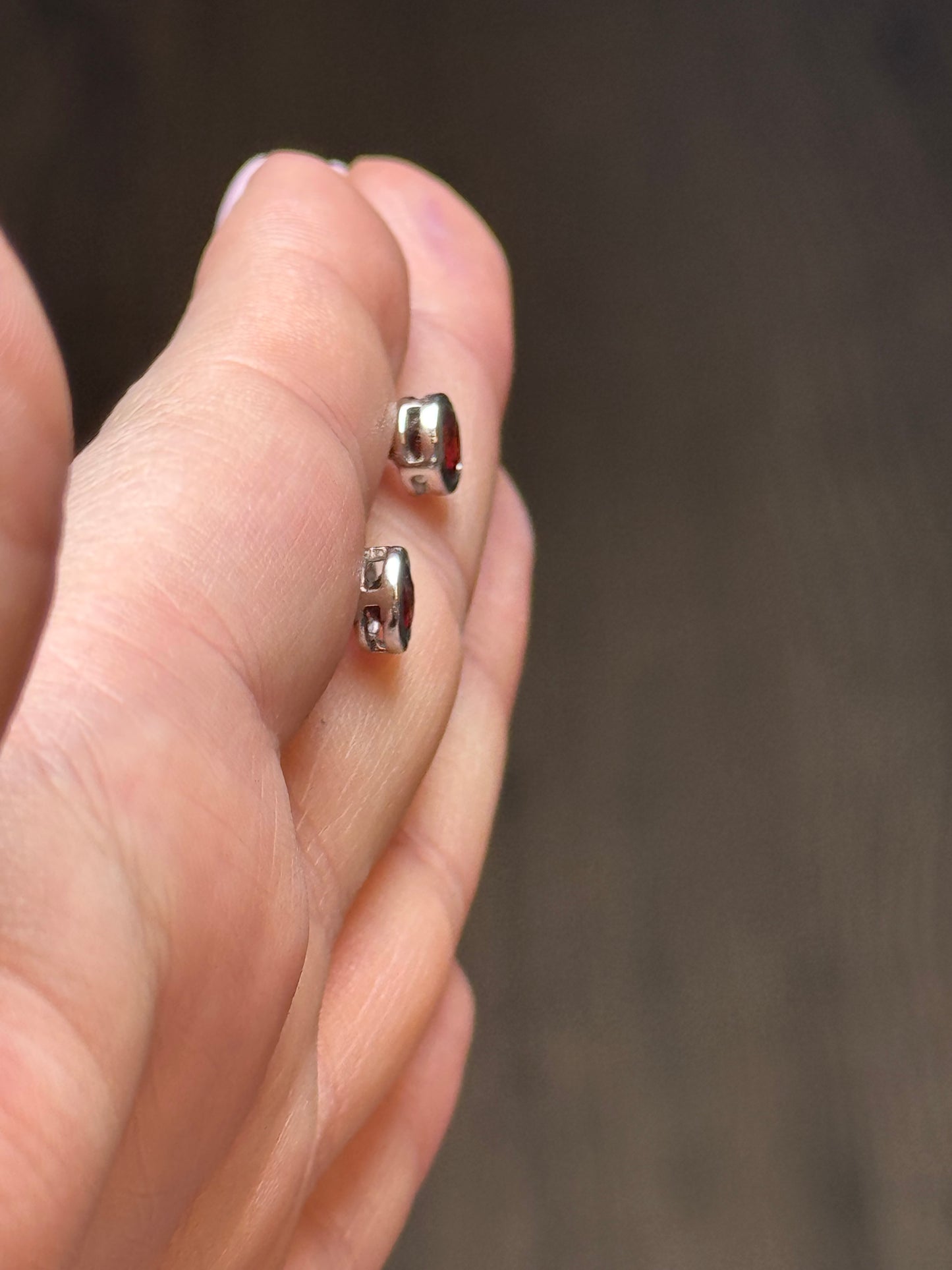 Sterling Garnet Stud Earrings (no backs)