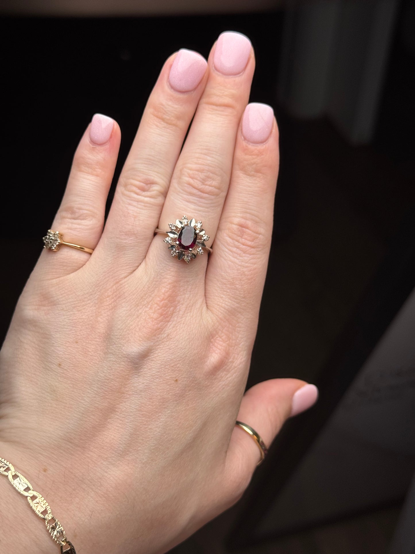 Sterling Garnet Ring - Size 7.75