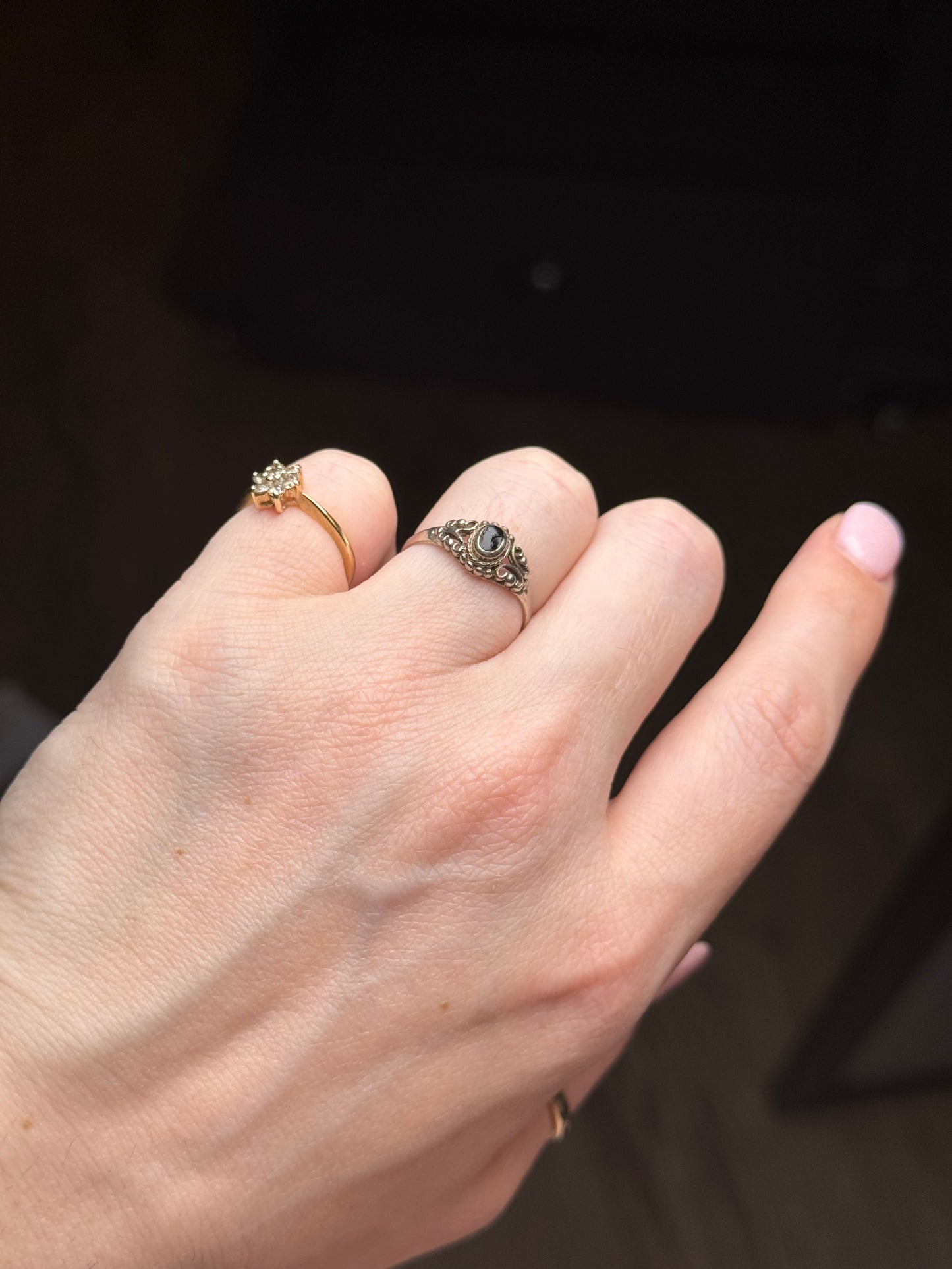 Sterling Onyx Ring - Size 6.75