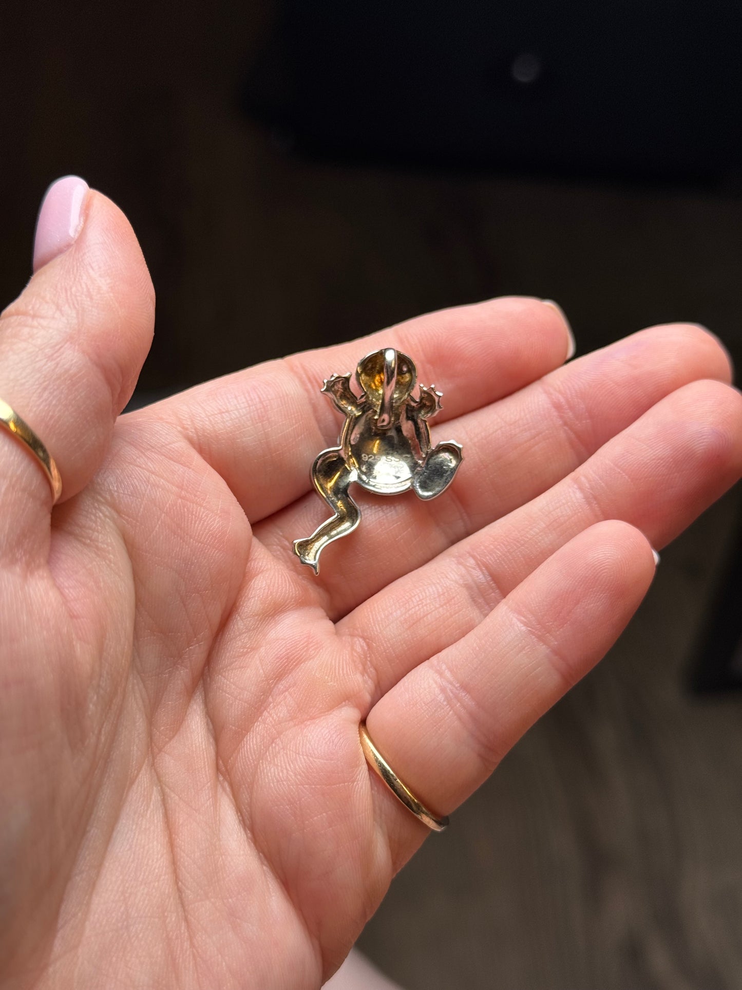 Sterling Larimar Frog Pendant
