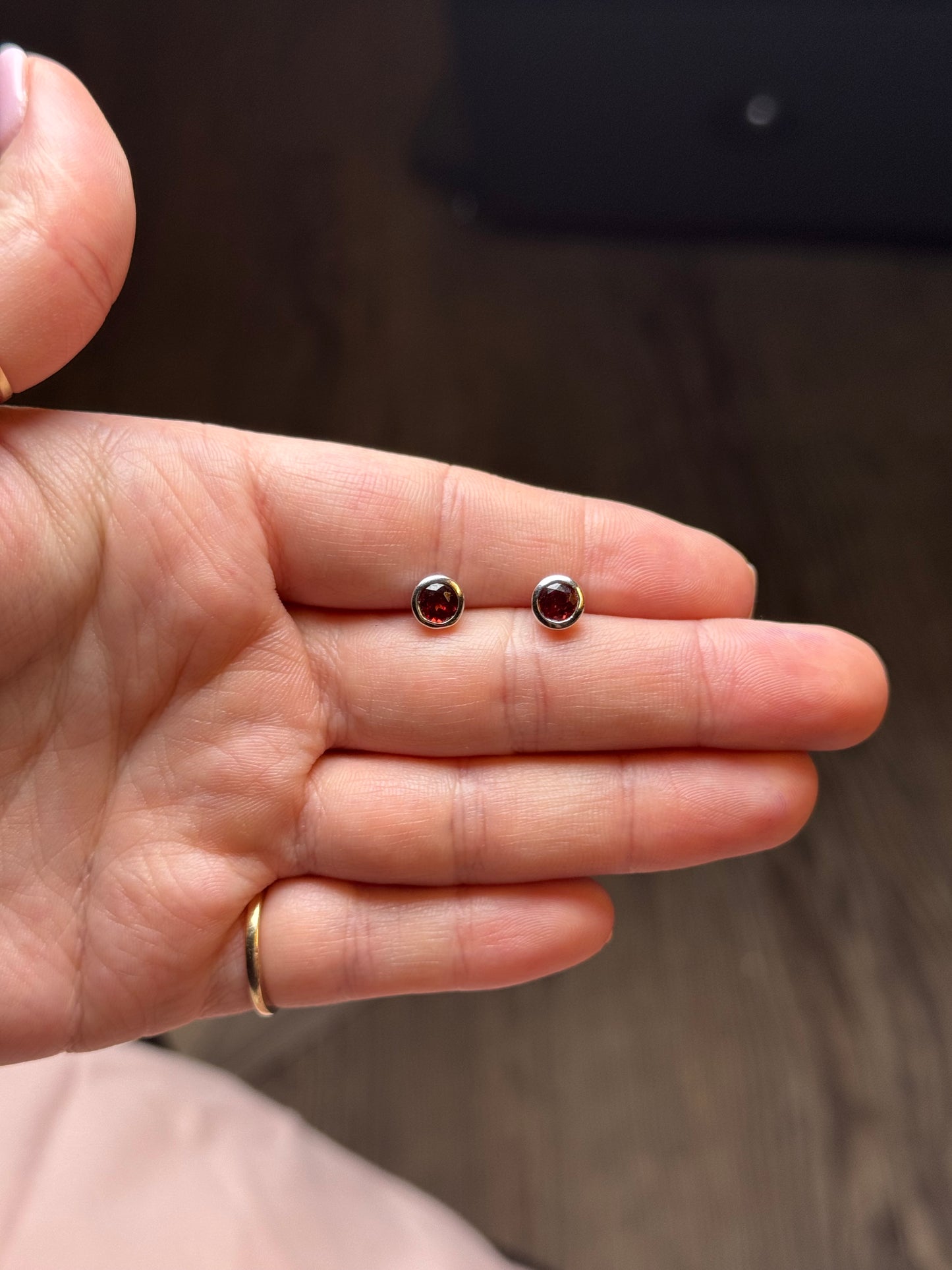 Sterling Garnet Stud Earrings (no backs)