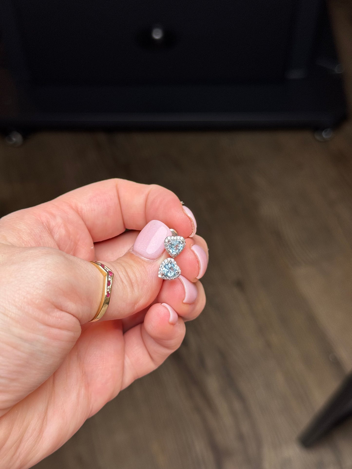 Sterling Topaz Heart Stud Earrings