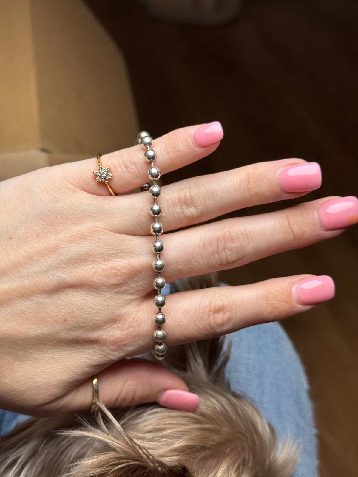 Sterling ball bracelet 7.5 inches - Italy