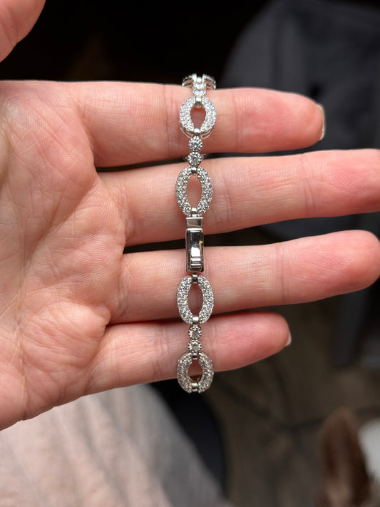 Sterling Glass or CZ Bracelet - Size 6.5