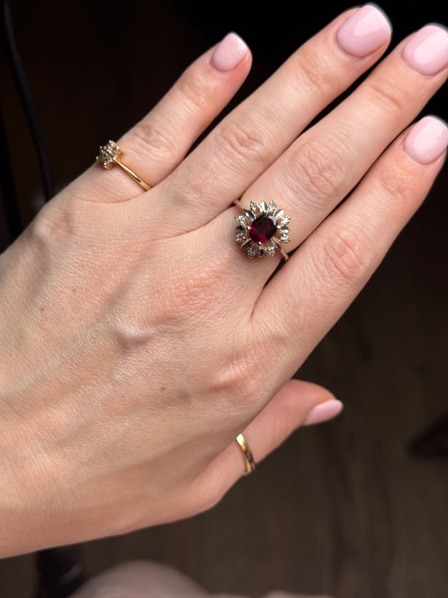 Sterling Garnet Ring - Size 7.75