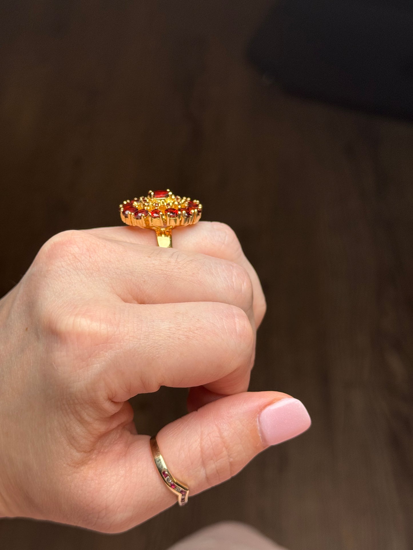 Sterling vermeil Garnet Ring - Size 6