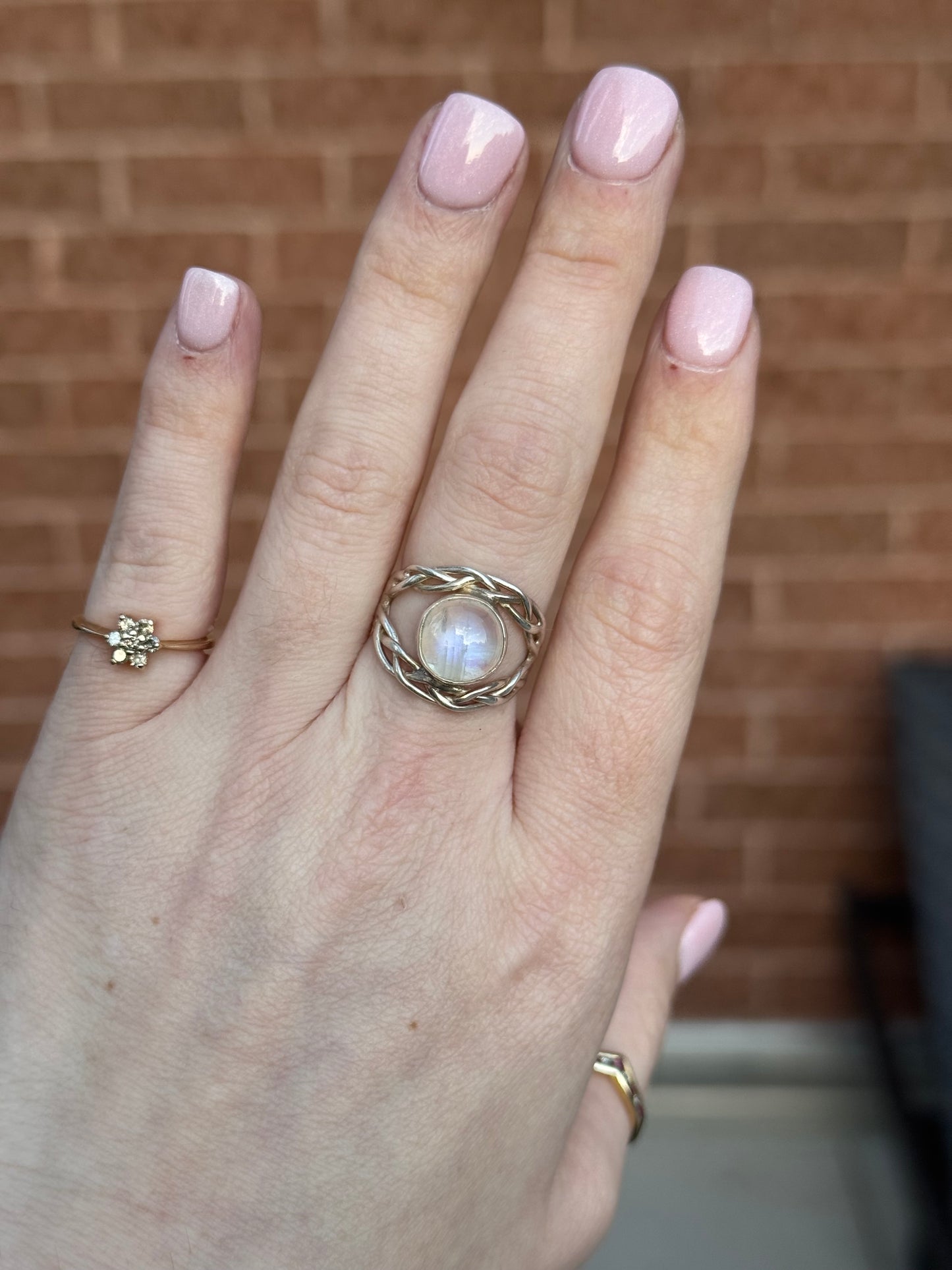 Sterling Silver Moonstone Ring - Size 8