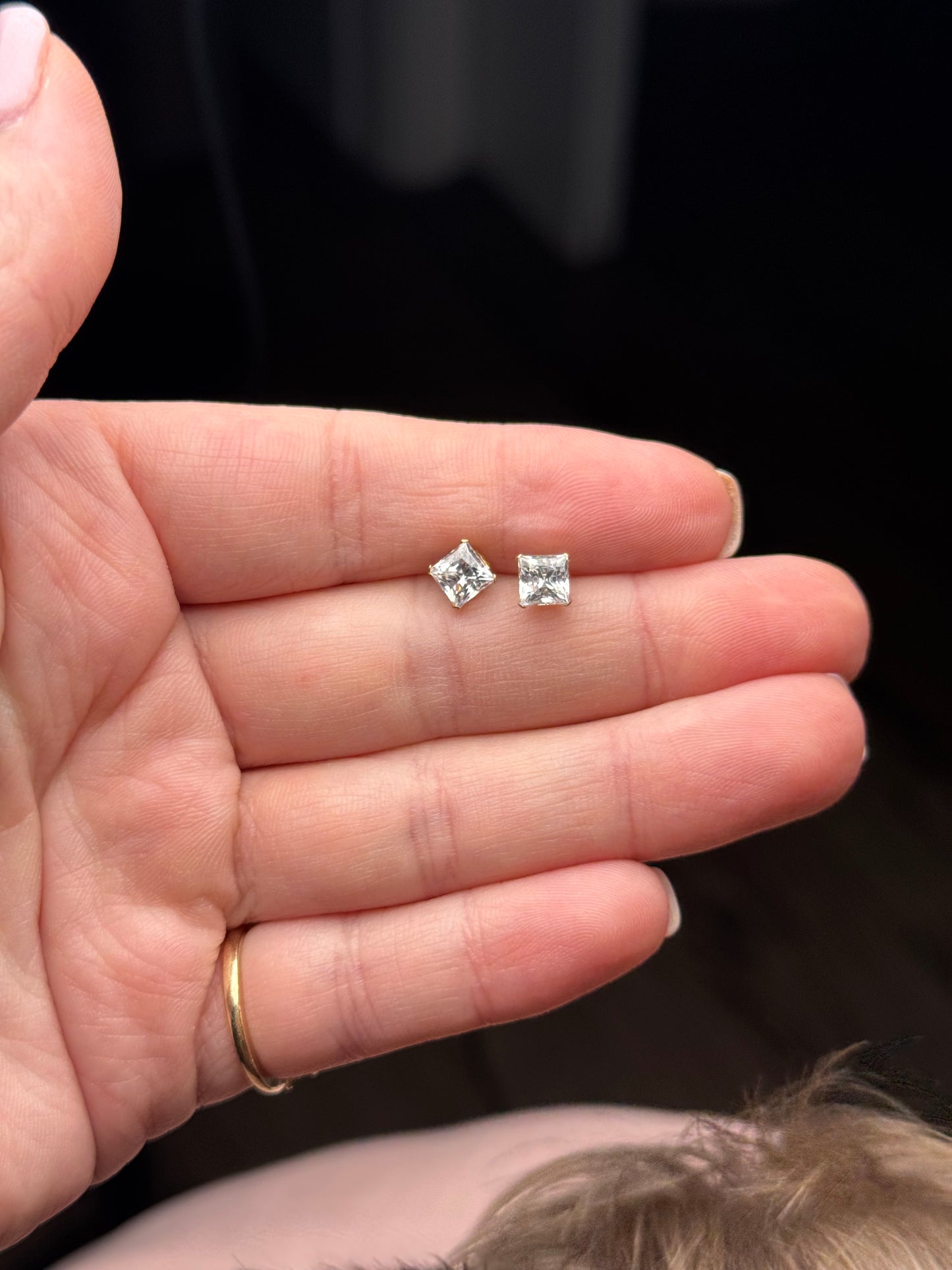 14k CZ studs with backs