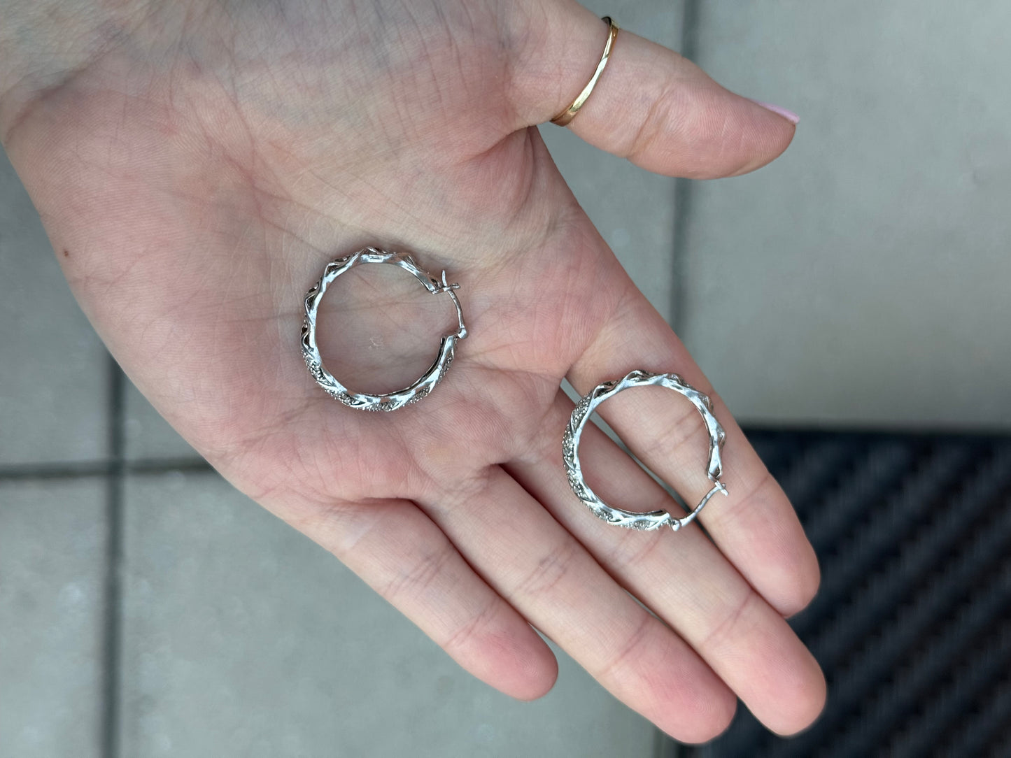 Sterling Diamond Hoops