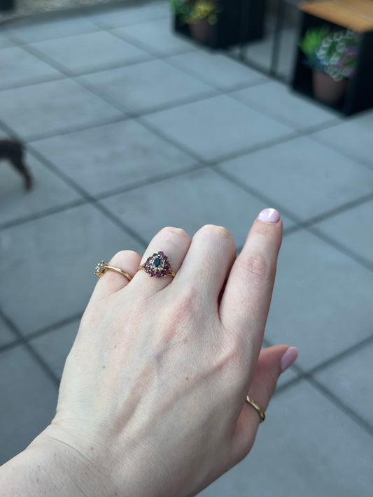 10k Ruby, Sapphire, Diamond Ring - Size 7.75
