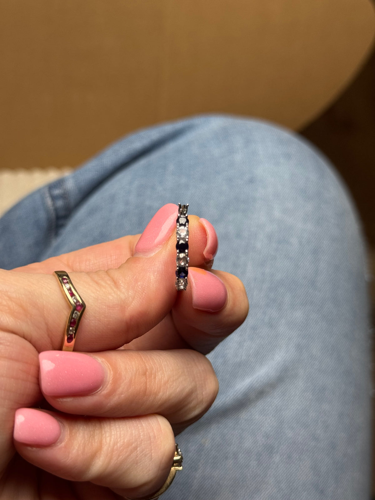 Sterling sapphire hoops - .75 inch