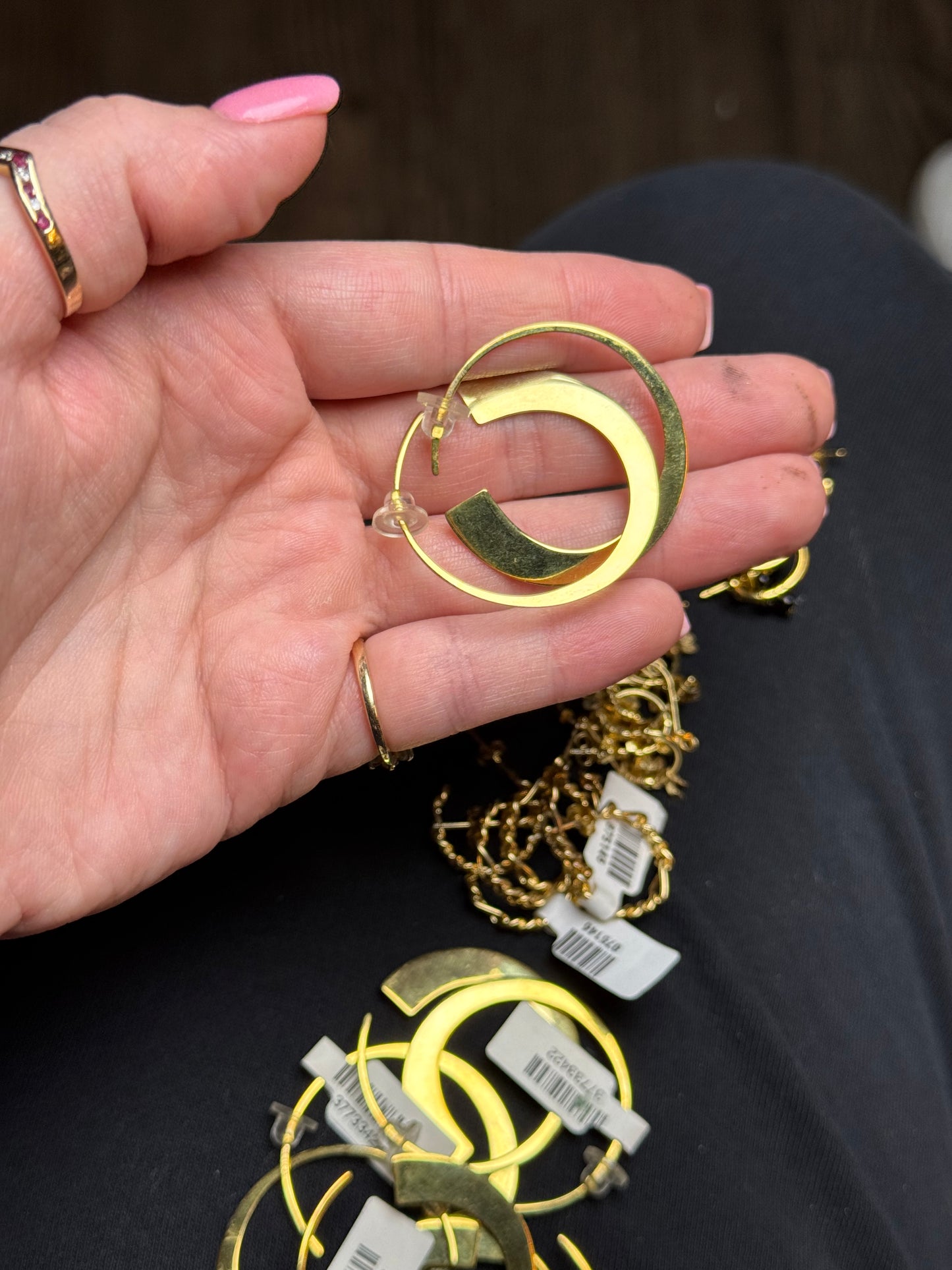Sterling in gold earrings (new) - ~1.4 inch
