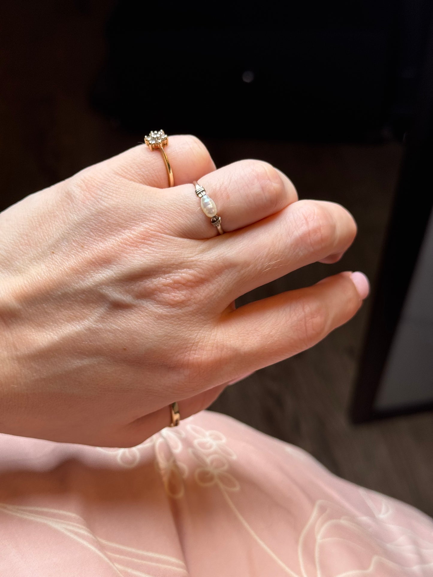 Sterling Pearl Ring - Size 6-6.25