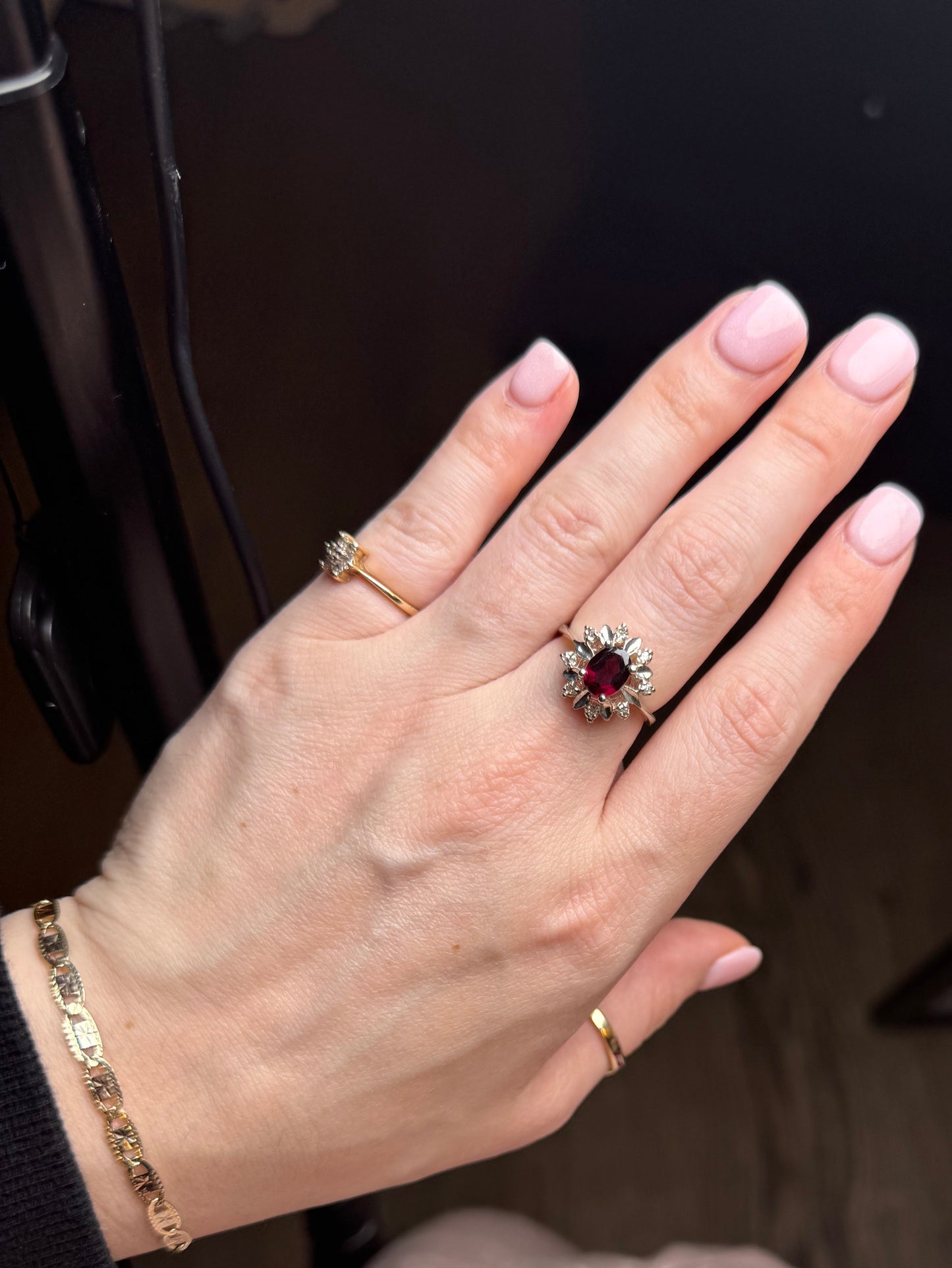 Sterling Garnet Ring - Size 7.75