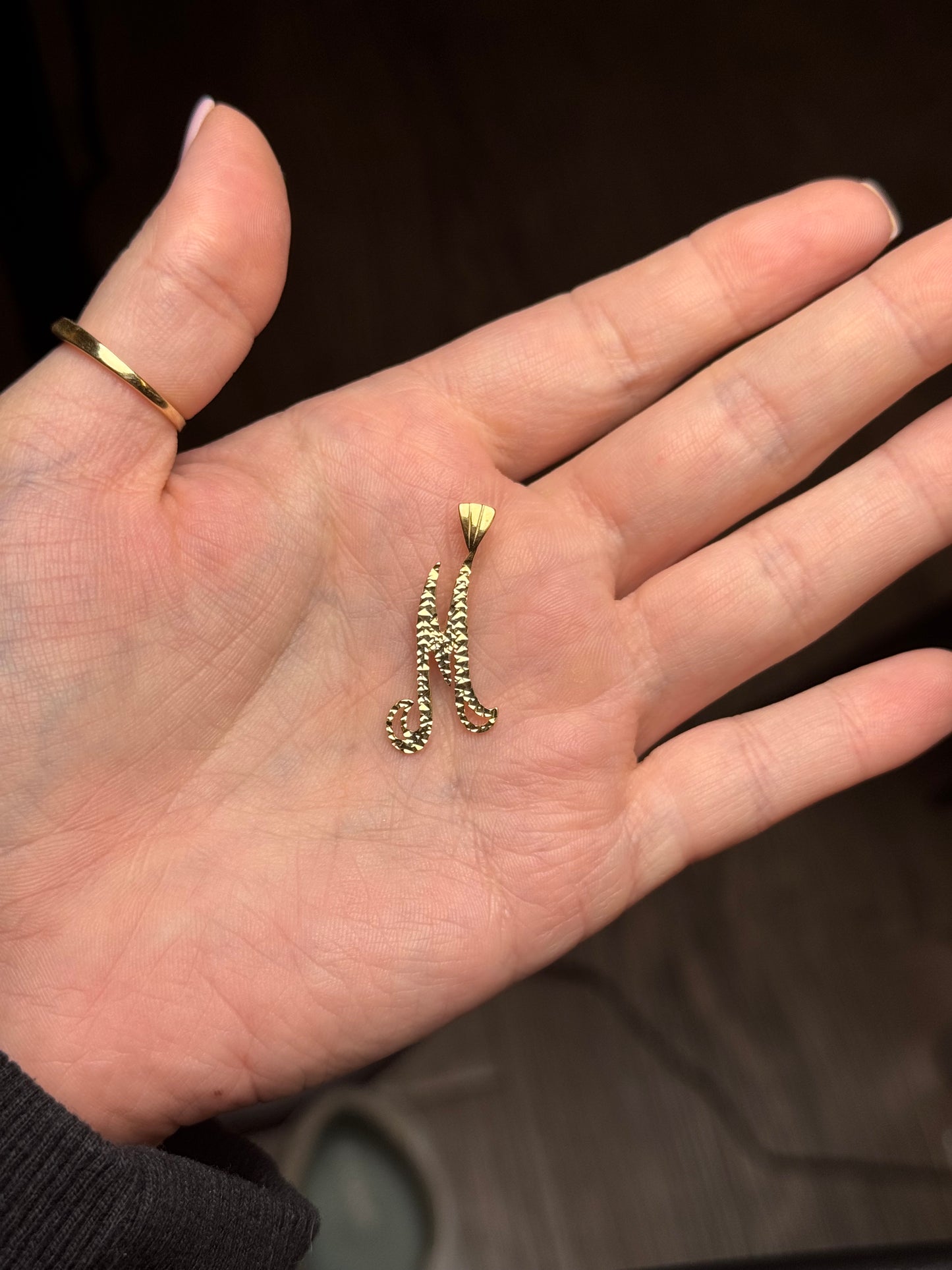 14k M Pendant