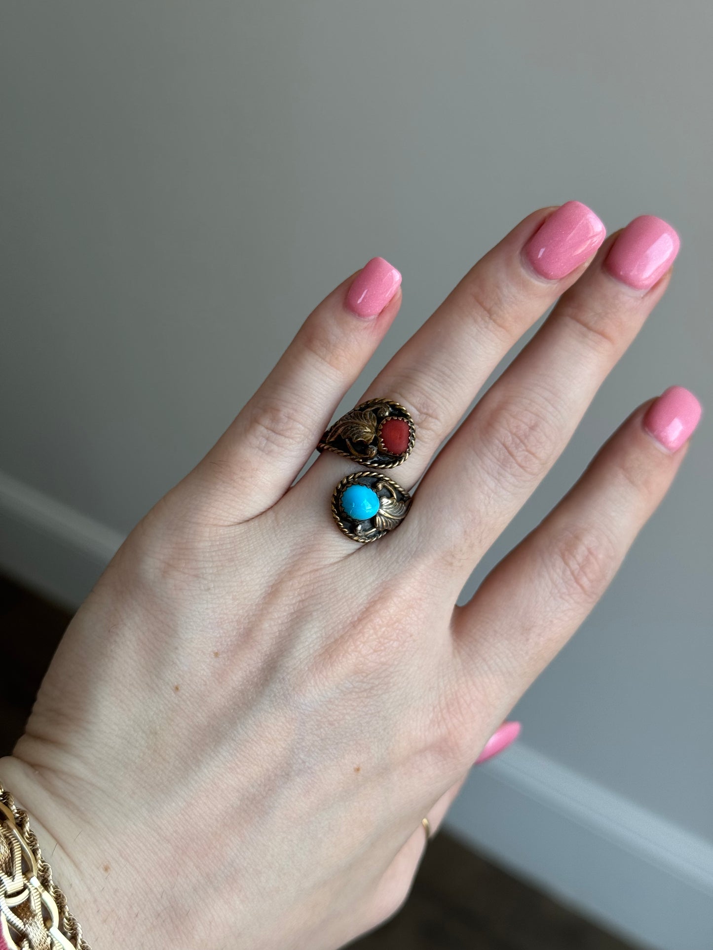 Sterling Gold Washed Ring - size 7.5 (flexible)