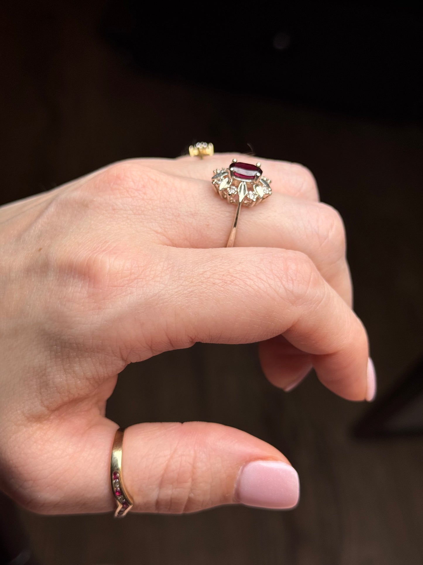 Sterling Garnet Ring - Size 7.75