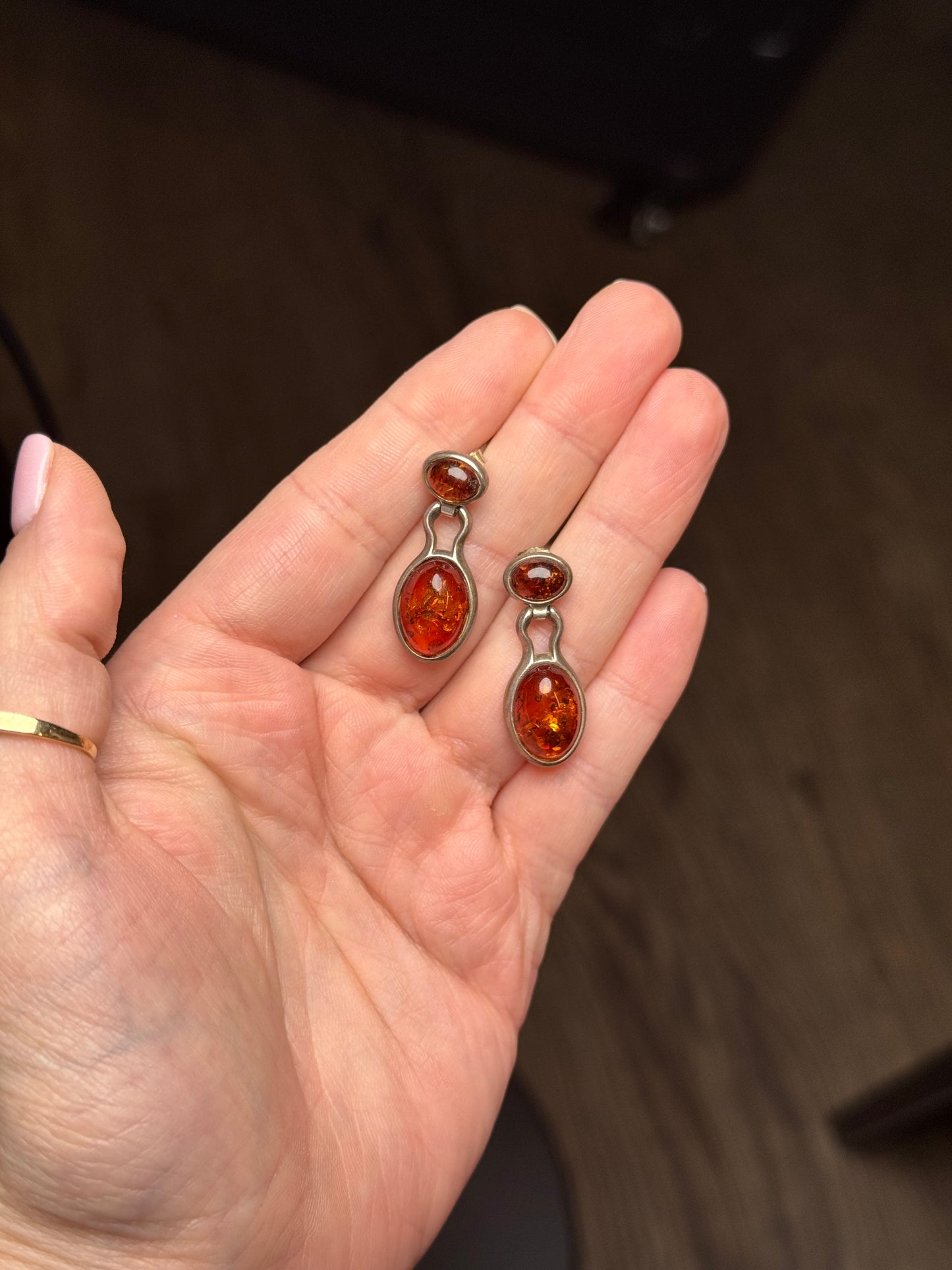 Sterling Amber Earrings