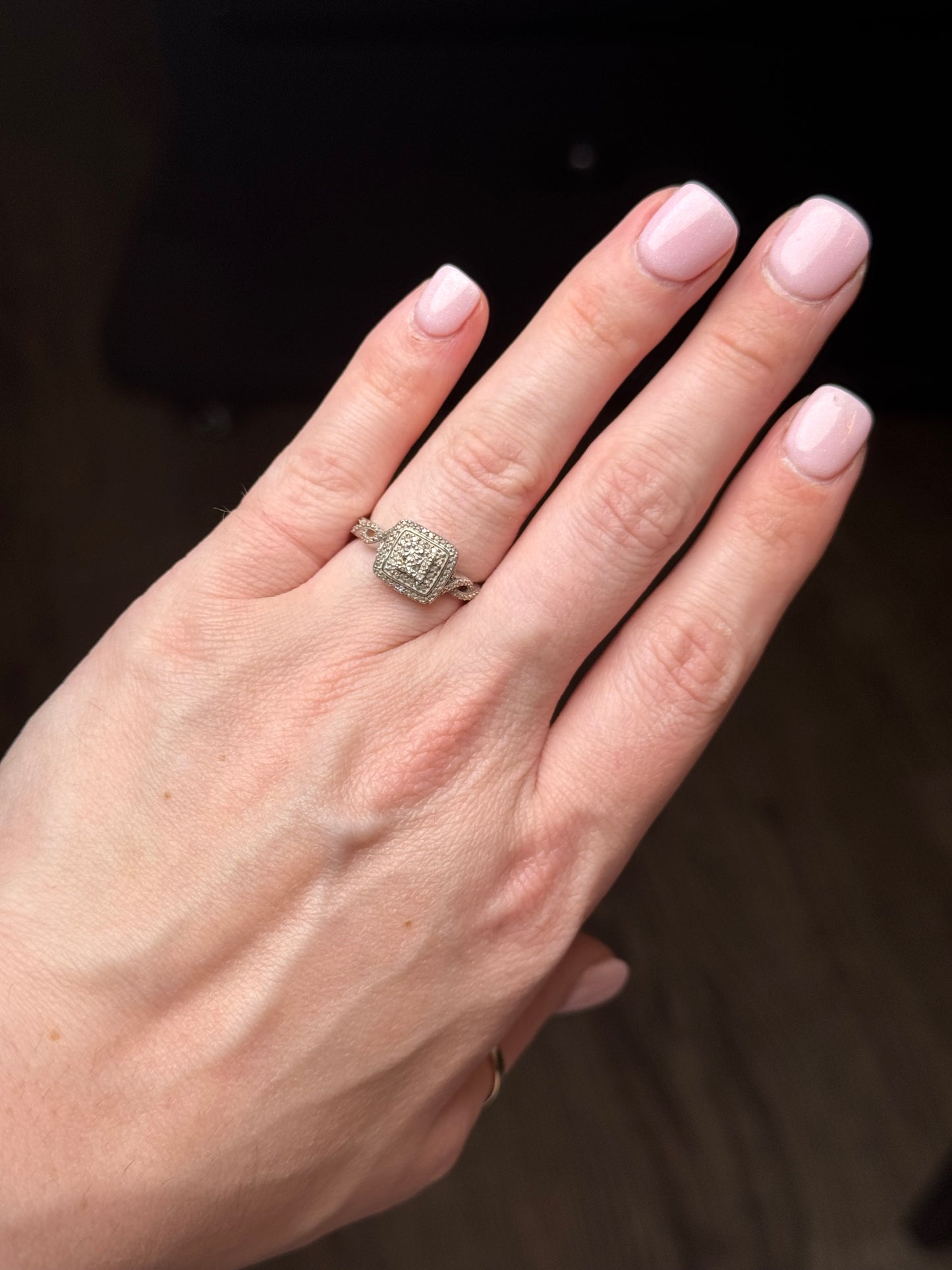 Sterling Diamond Ring - Size 6.75