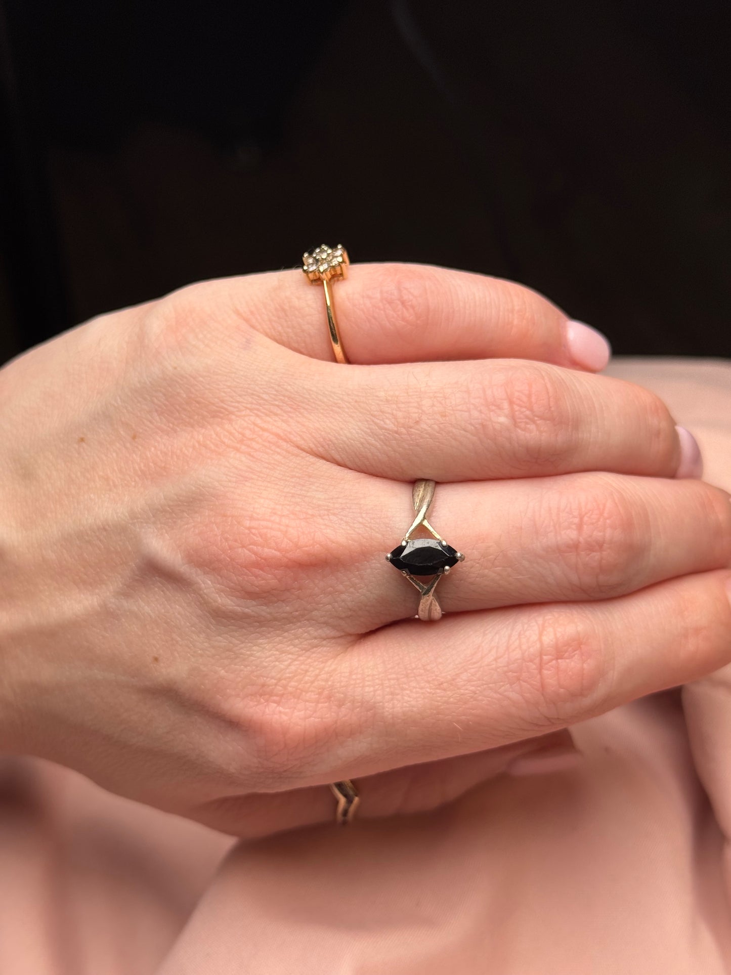 Sterling Onyx Ring Avon - Size 8.75
