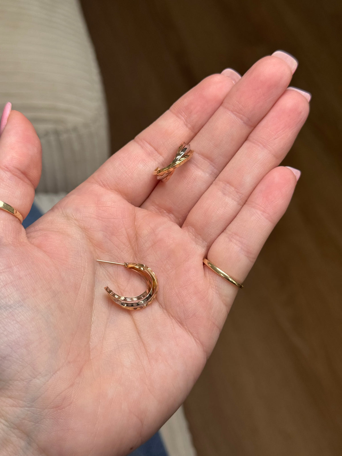 14k TRITONE earrings (no backs)