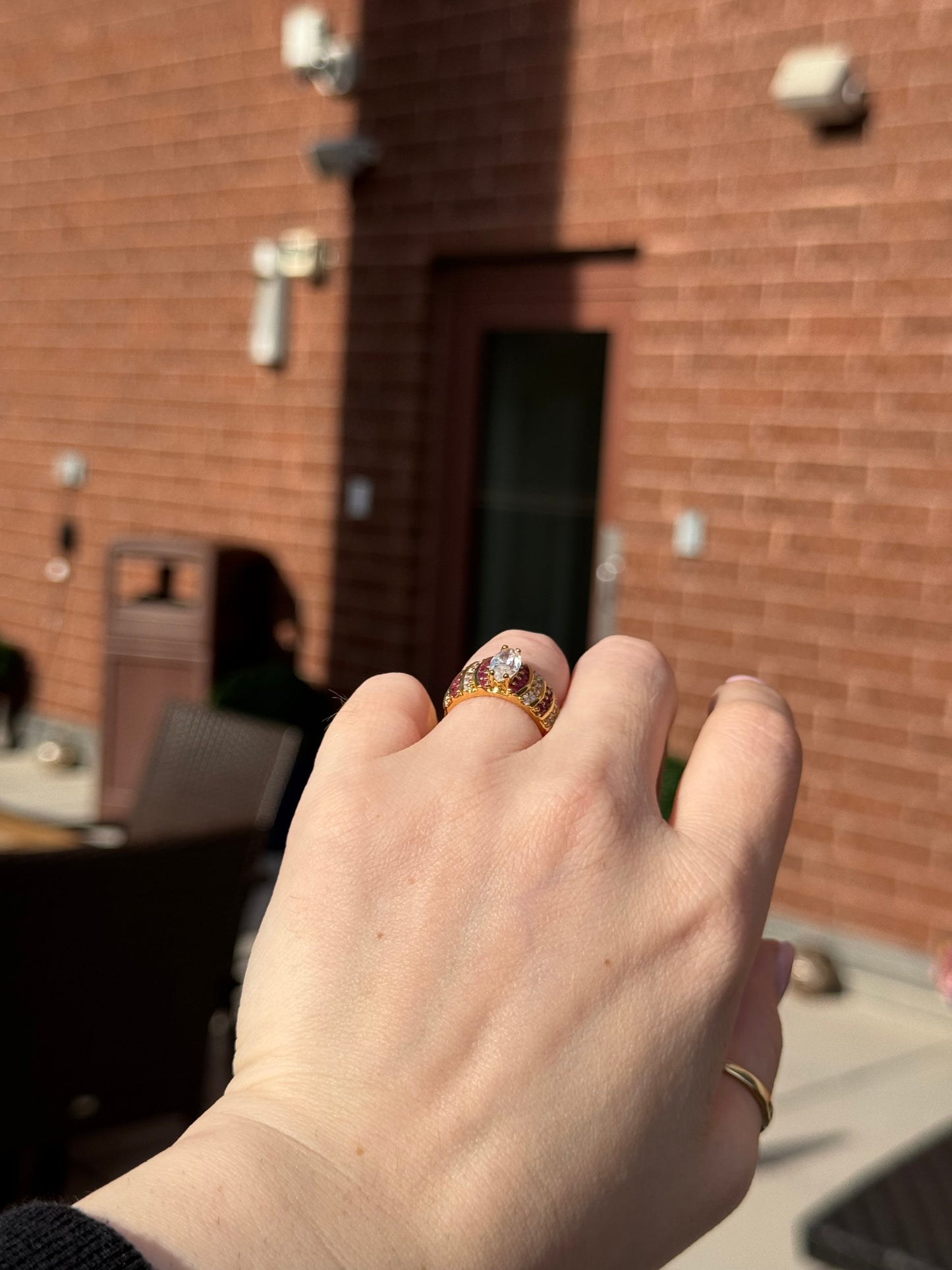 Sterling Silver Gold Vermeil Ruby Ring – Size 6