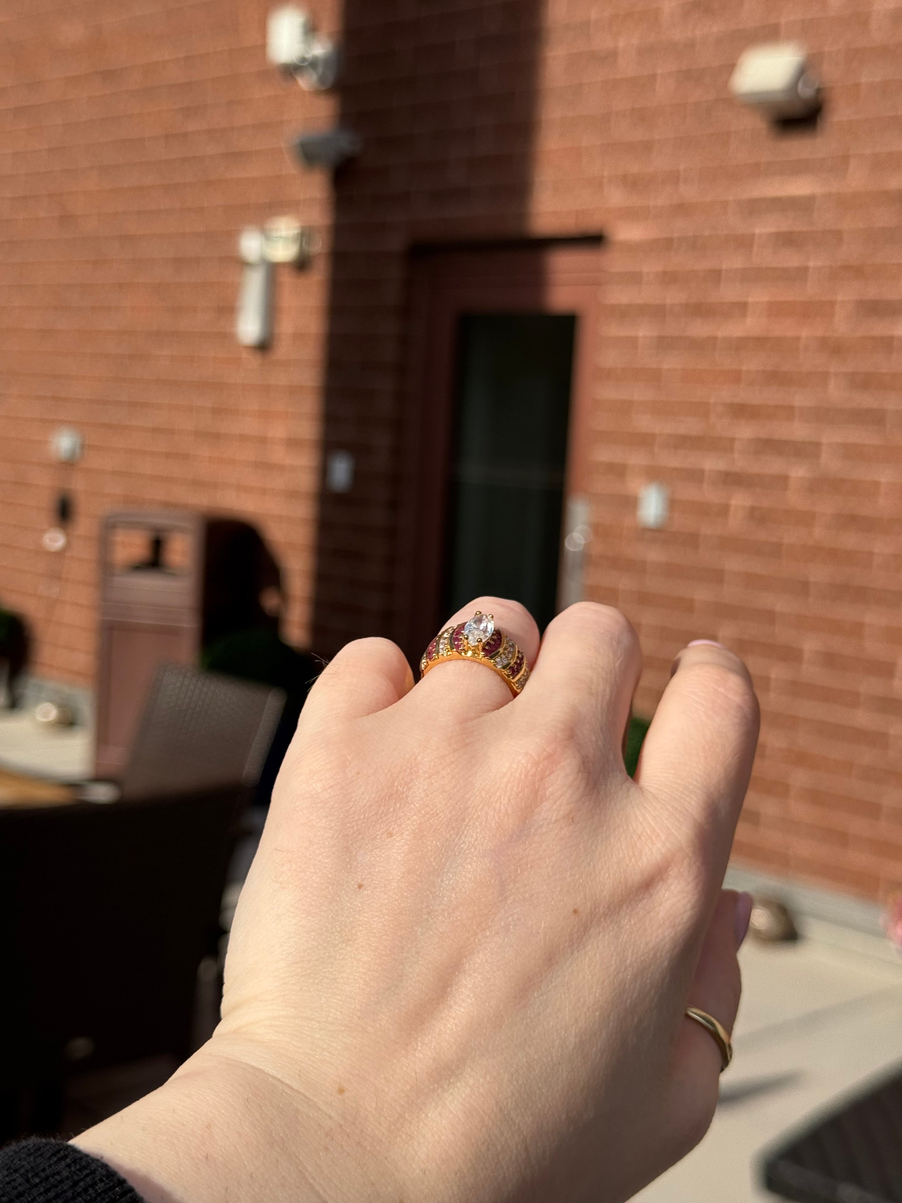 Sterling Silver Gold-Dipped Ruby Ring – Size 6