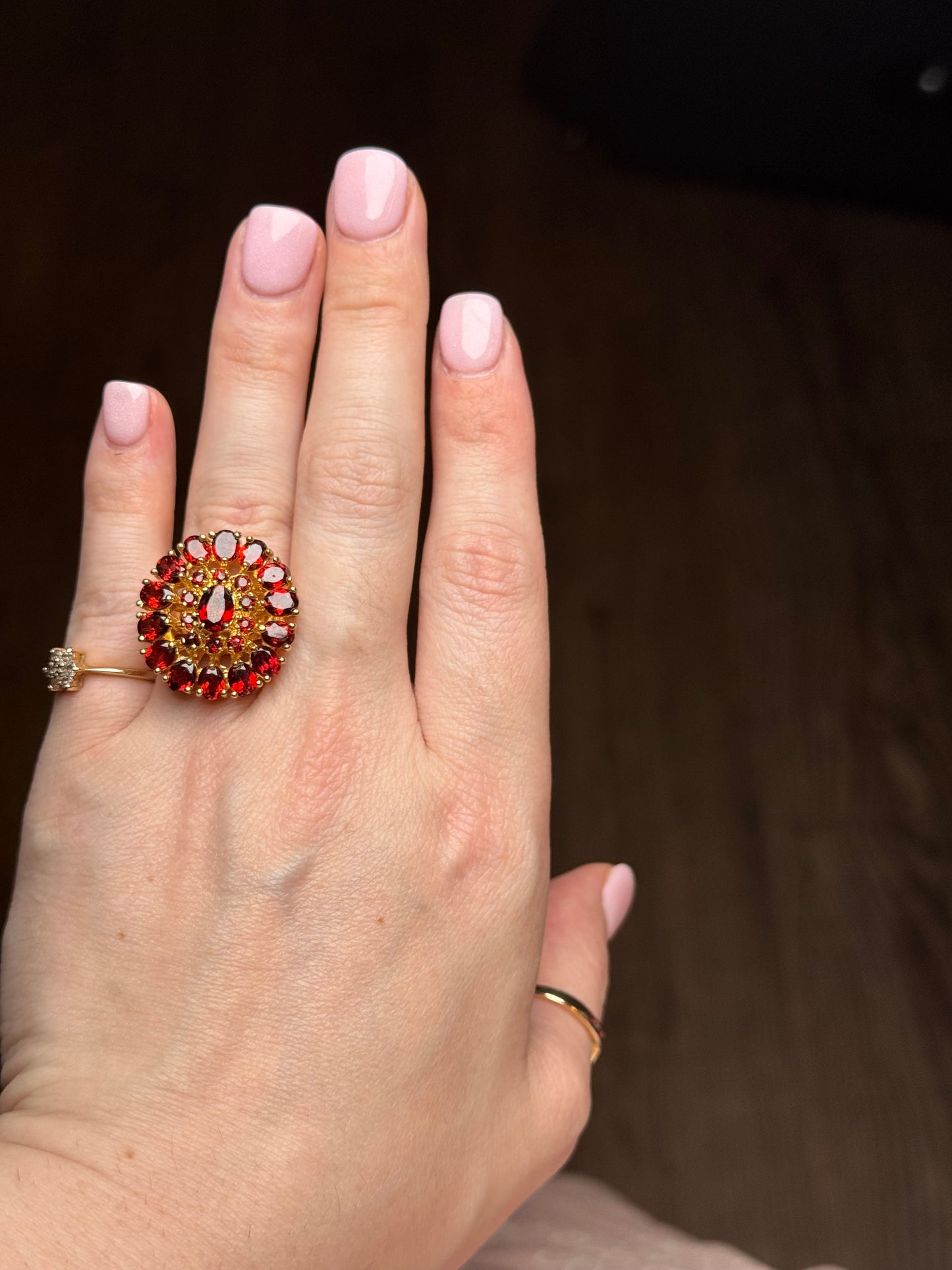 Sterling vermeil Garnet Ring - Size 6